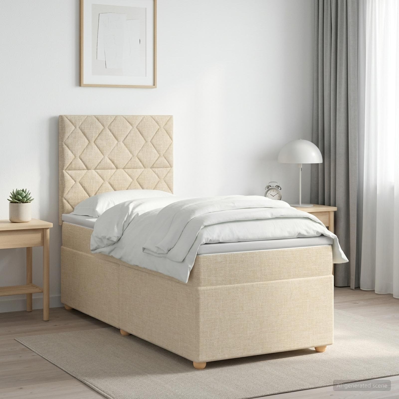 Boxspring krevet s madracem Krem 90 x 200 cm Tkanina