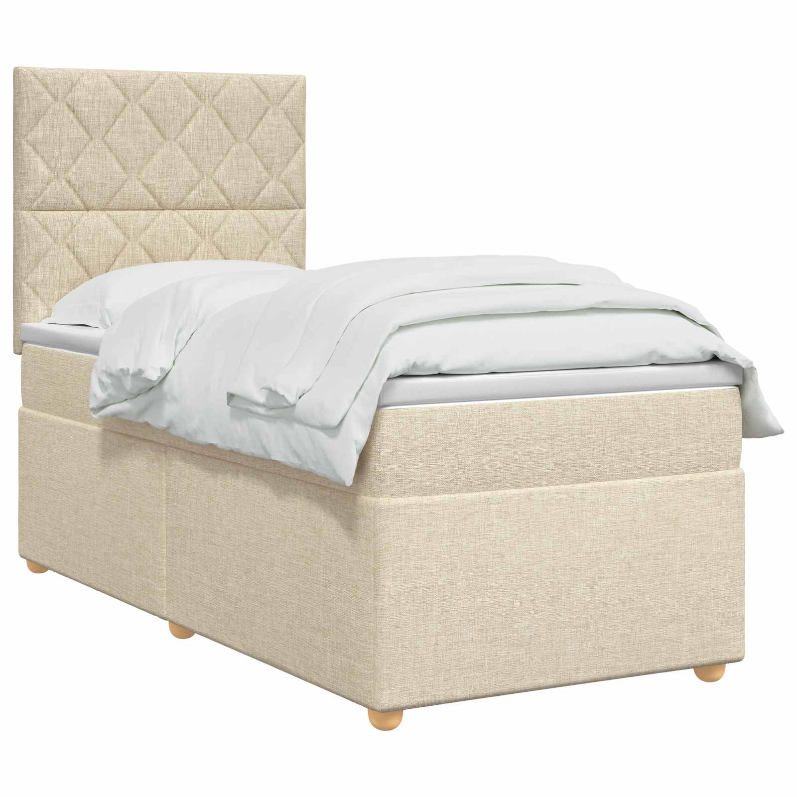 Boxspring krevet s madracem Krem 90 x 200 cm Tkanina