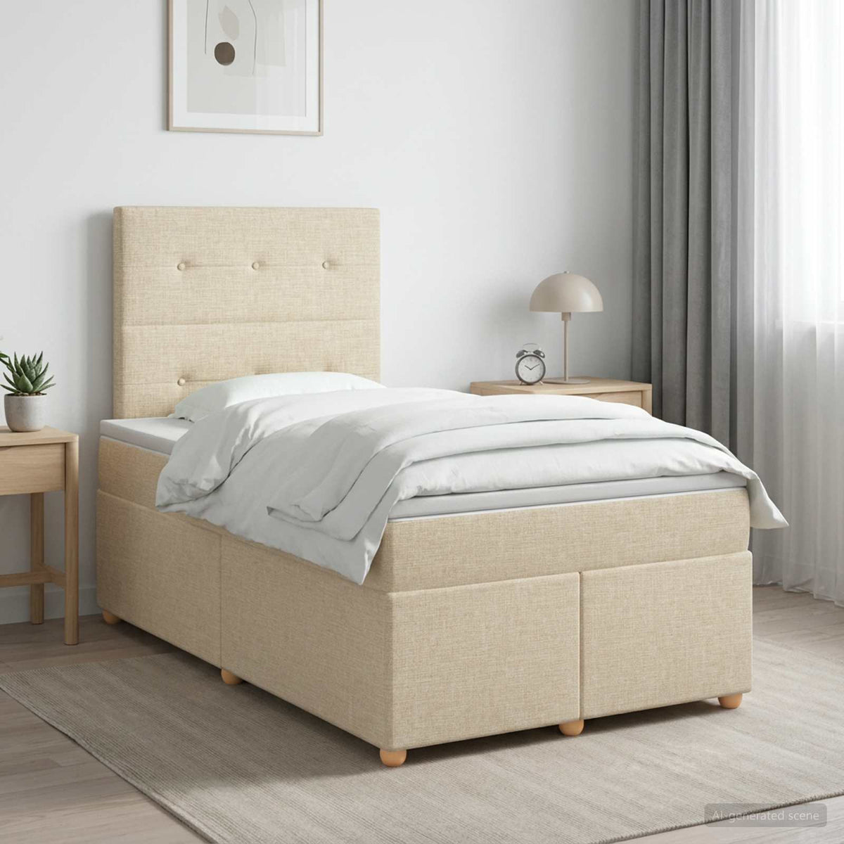 Boxspring krevet s madracem Krem 120 x 190 cm Tkanina