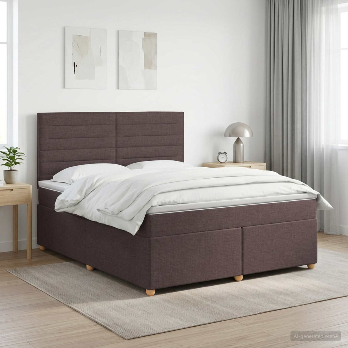 Boxspring krevet s madracem Tamno smeđa 140 x 200 cm Tkanina