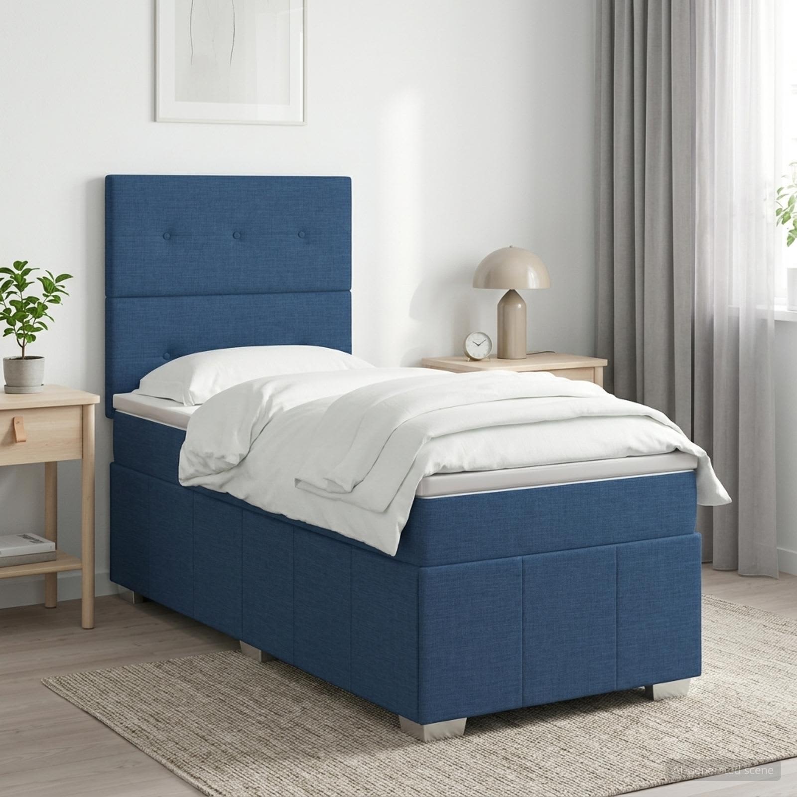 Boxspring krevet s madracem Plava 90 x 200 cm Tkanina
