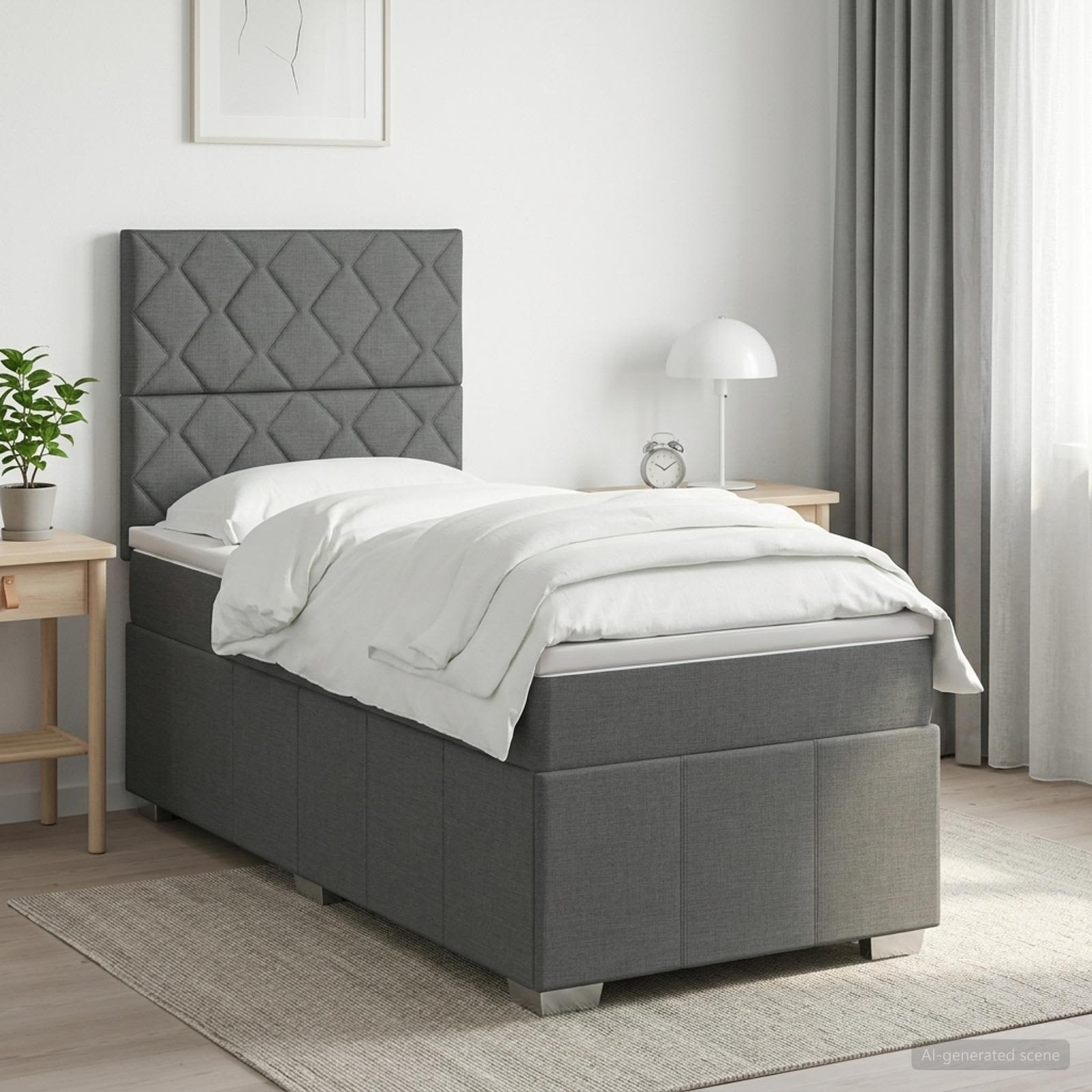 Boxspring krevet s madracem Tamnosiva 90 x 190 cm Tkanina