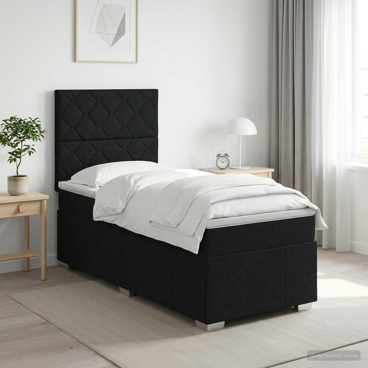 Boxspring krevet s madracem Crna 90 x 200 cm Tkanina