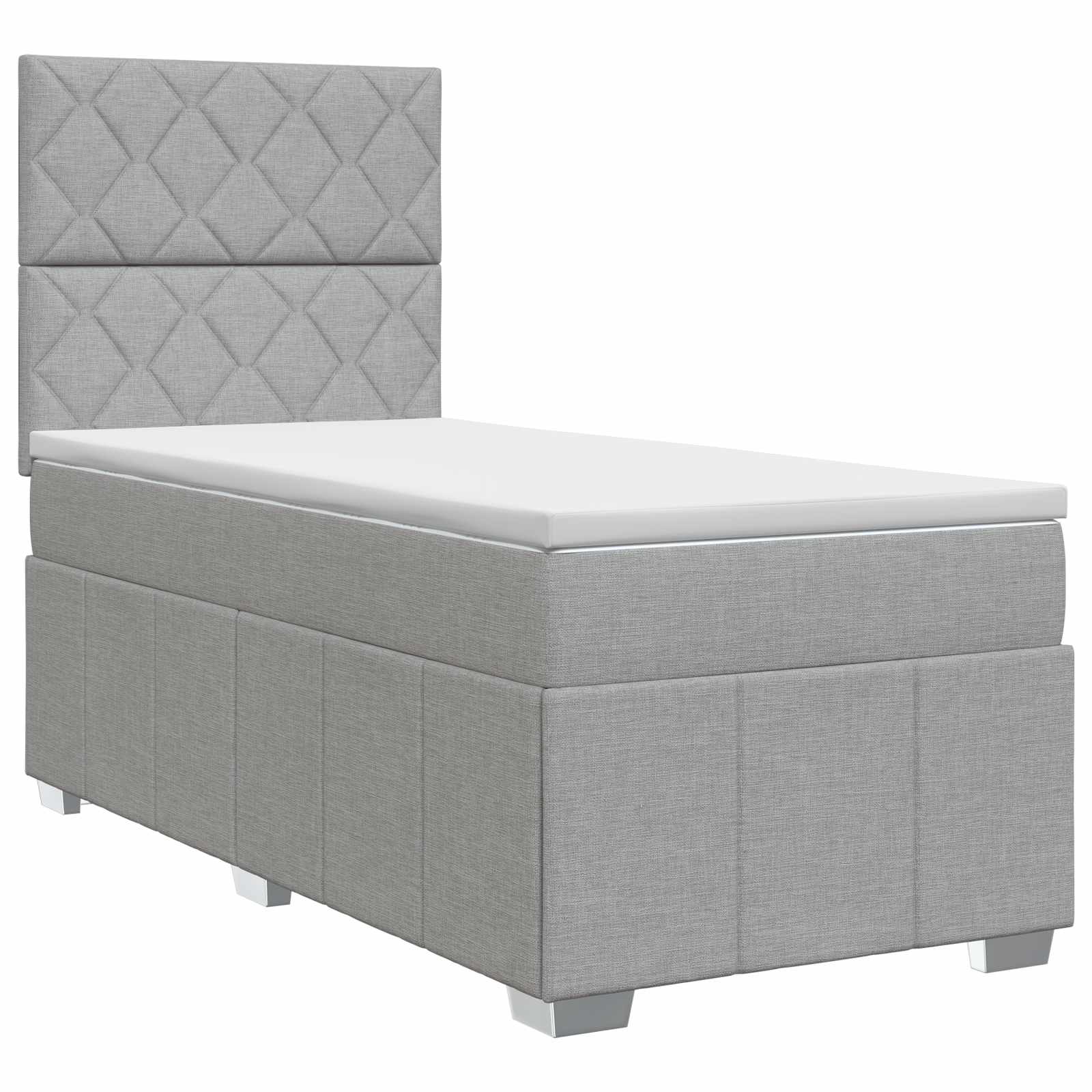 Boxspring krevet s madracem Svjetlosiva 90 x 190 cm Tkanina