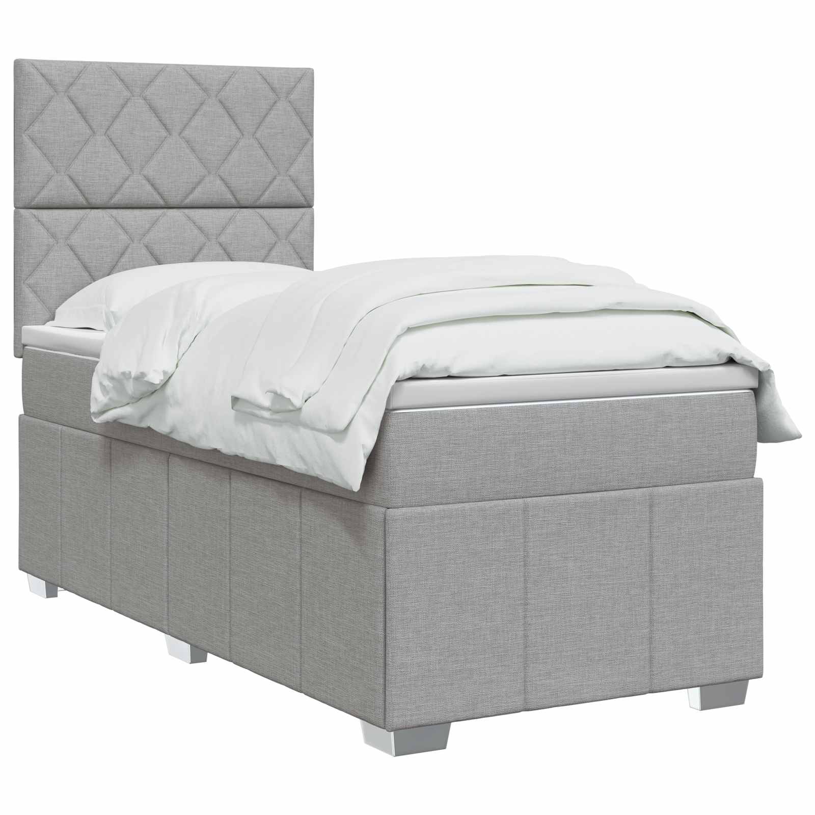 Boxspring krevet s madracem Svjetlosiva 90 x 190 cm Tkanina