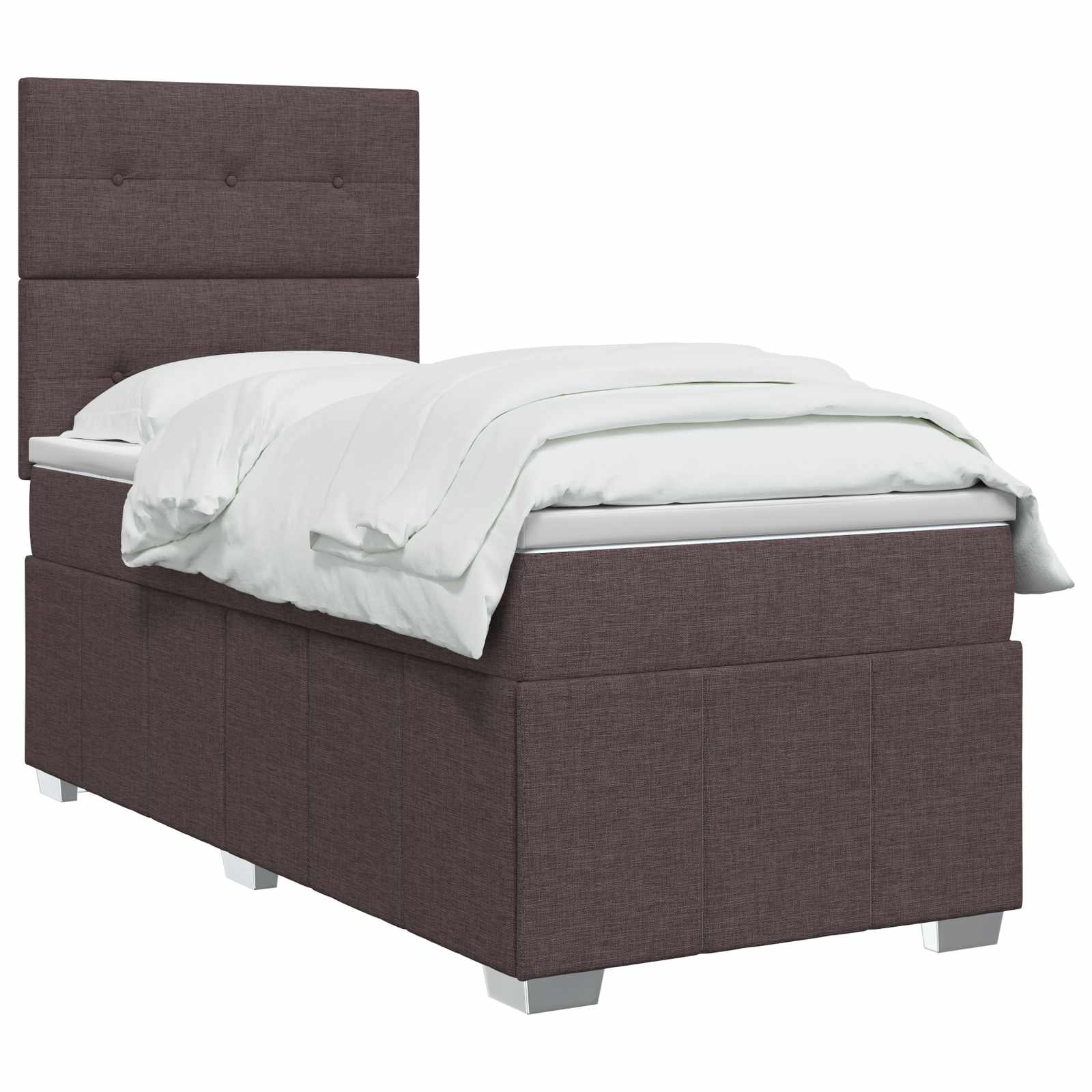 Boxspring krevet s madracem Tamno smeđa 100 x 200 cm Tkanina