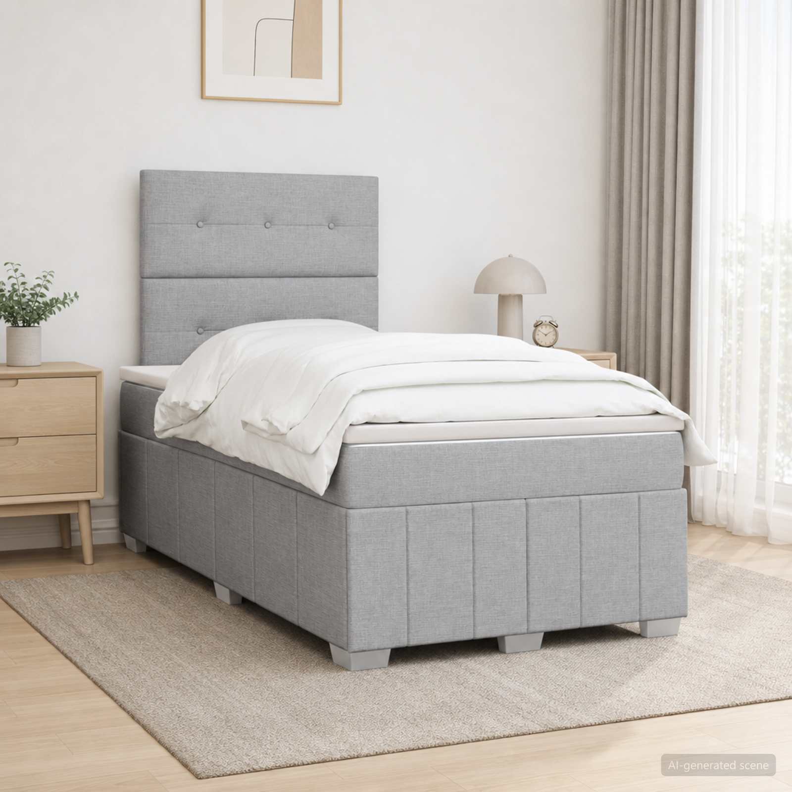 Boxspring krevet s madracem Svjetlosiva 120 x 200 cm Tkanina