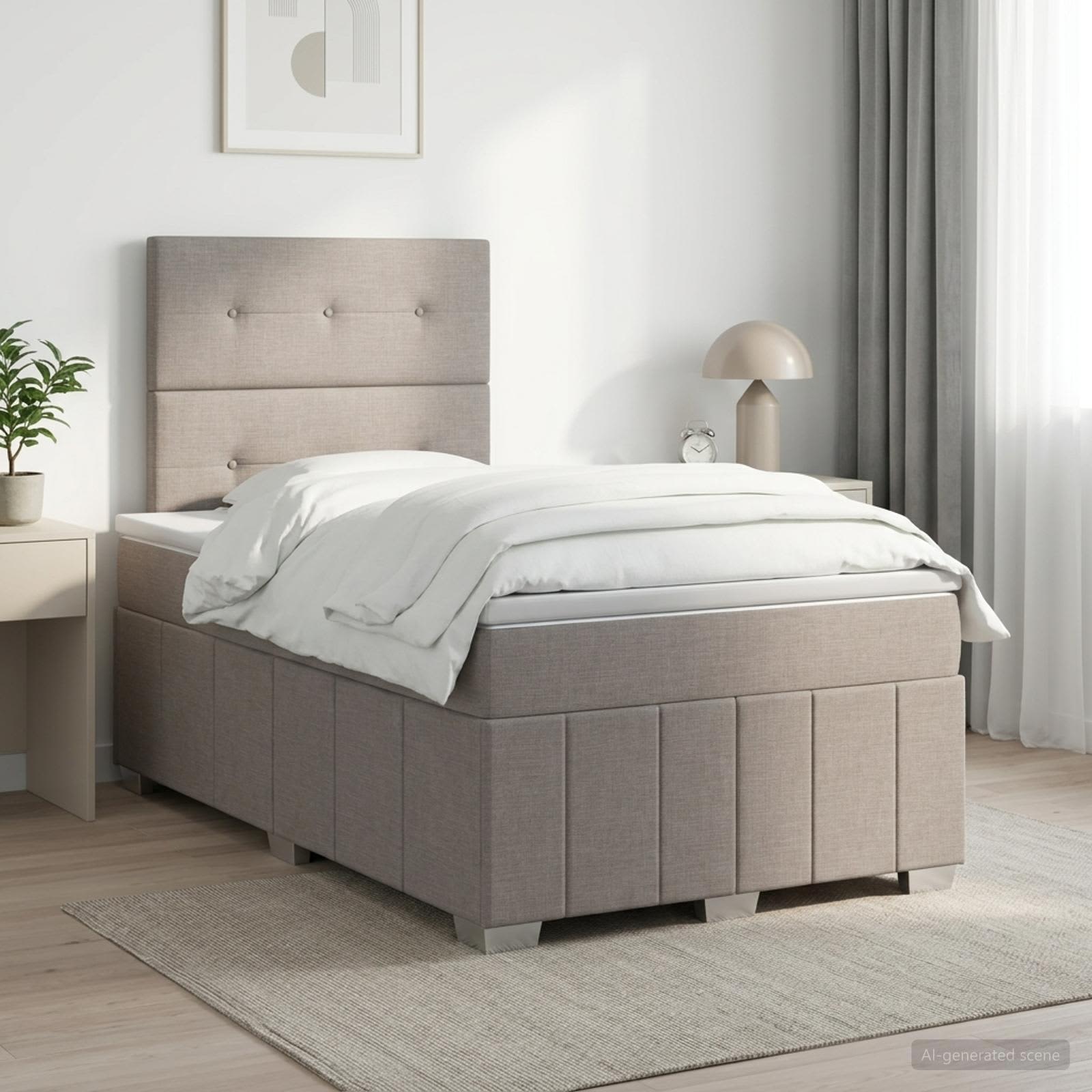 Boxspring krevet s madracem Sivosmeđa 120 x 190 cm Tkanina