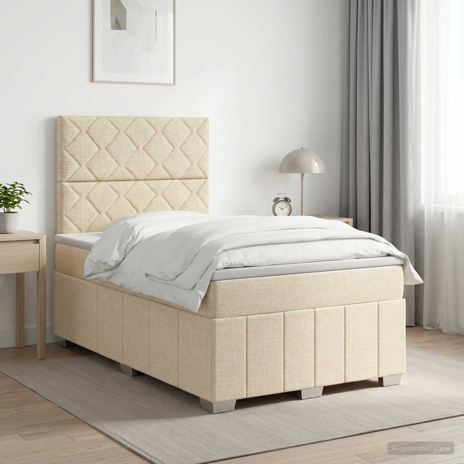 Boxspring krevet s madracem Krem 120 x 190 cm Tkanina