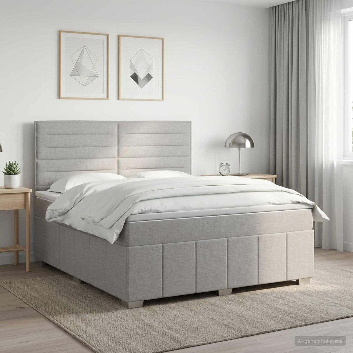 Boxspring krevet s madracem Svjetlosiva 160 x 200 cm Tkanina