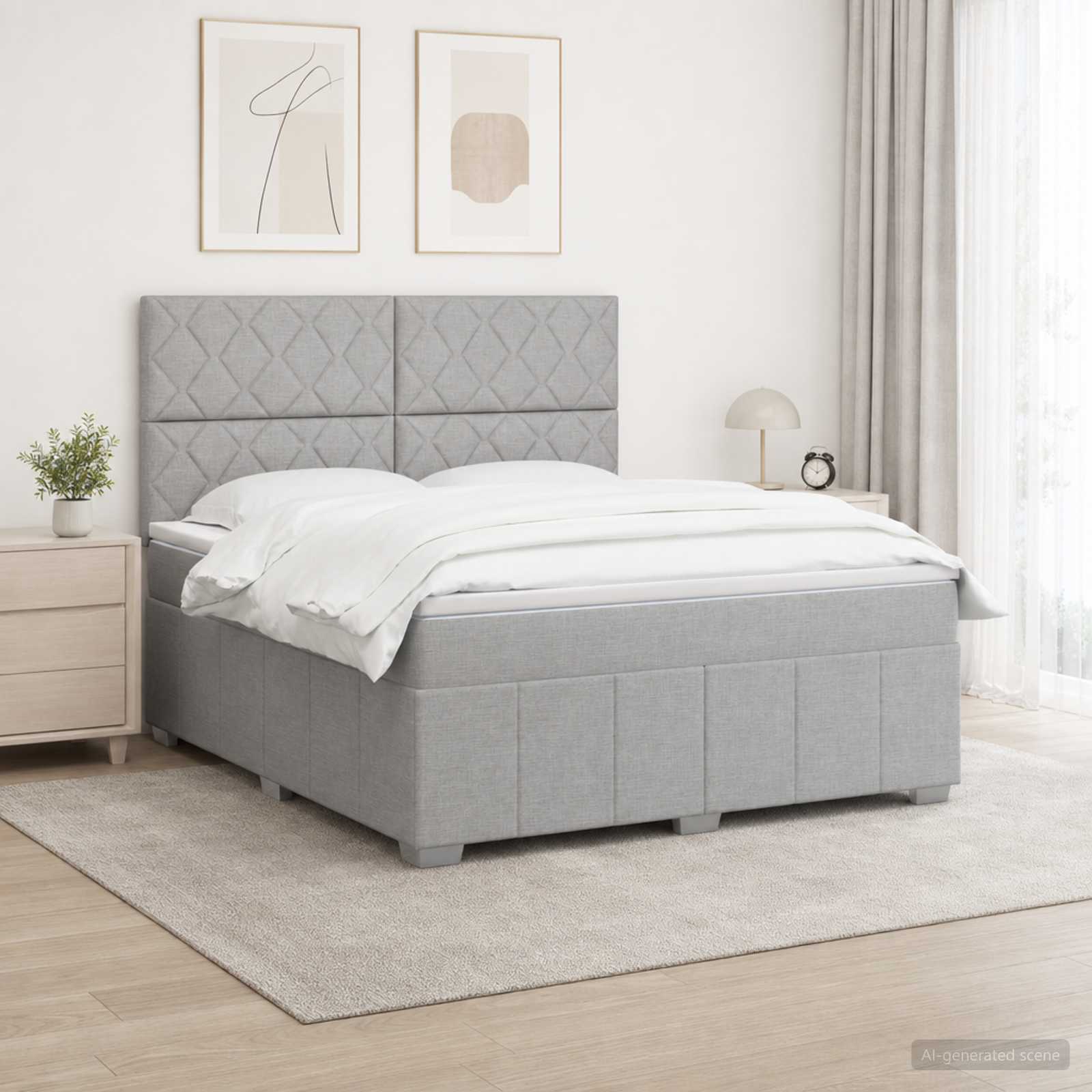 Boxspring krevet s madracem Svjetlosiva 180 x 200 cm Tkanina