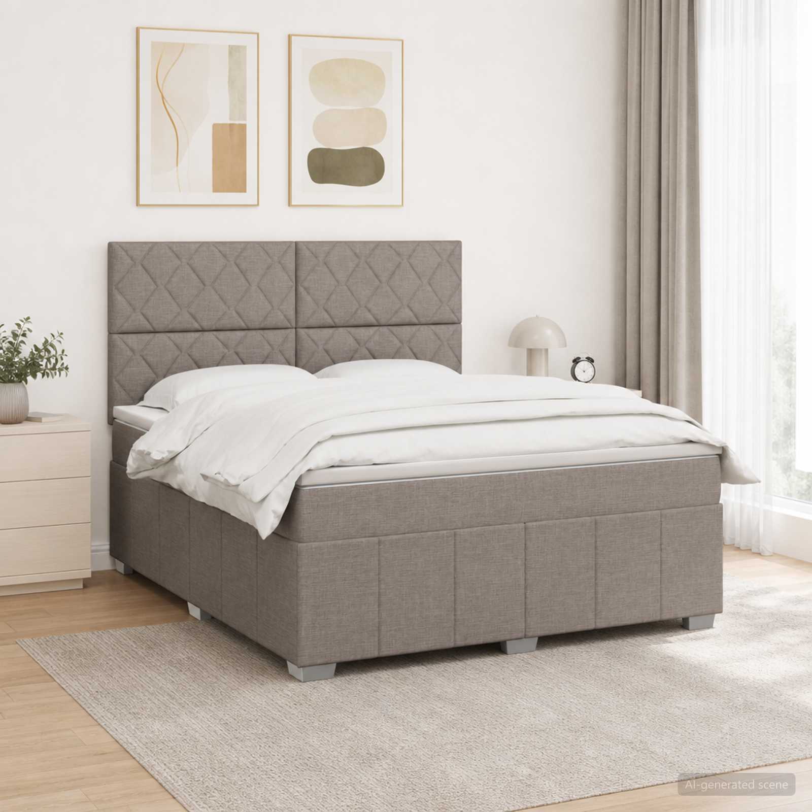 Boxspring krevet s madracem Sivosmeđa 180 x 200 cm Tkanina