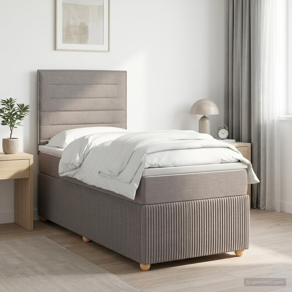 Boxspring krevet s madracem Sivosmeđa 90 x 200 cm Tkanina