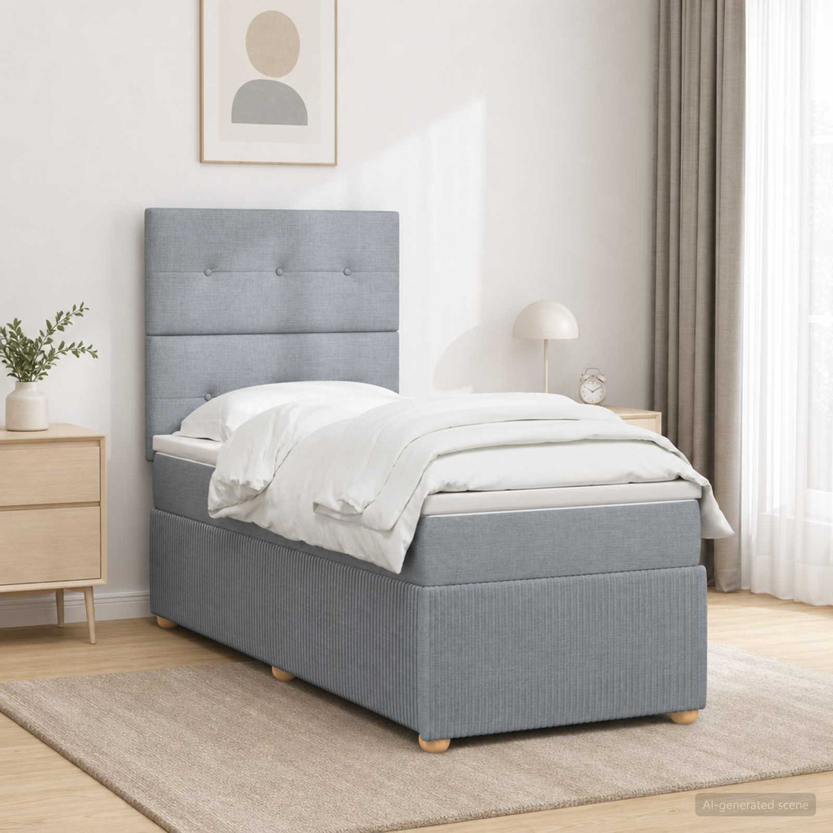 Boxspring krevet s madracem Svjetlosiva Jjedan Tkanina