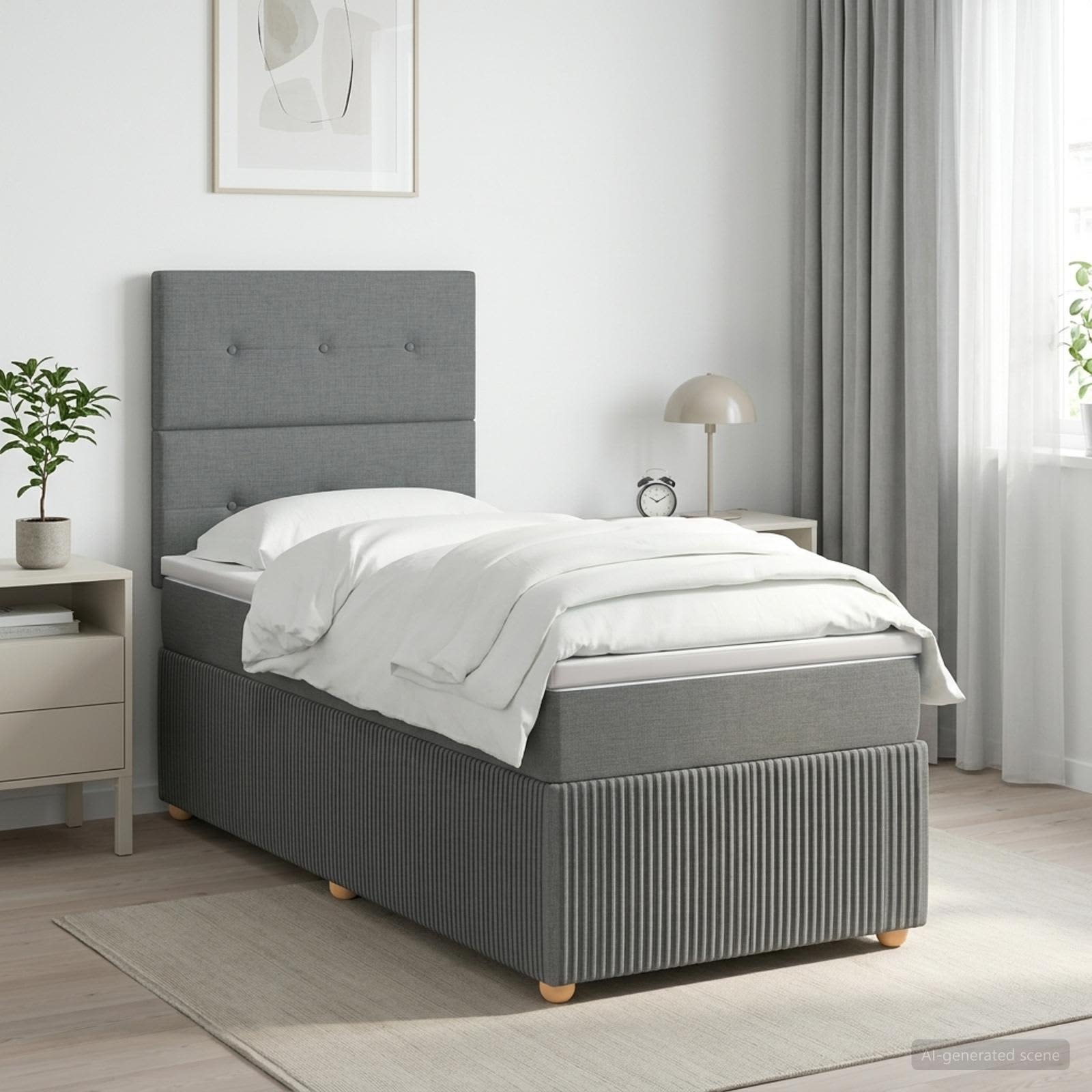 Boxspring krevet s madracem Tamnosiva Jjedan Tkanina
