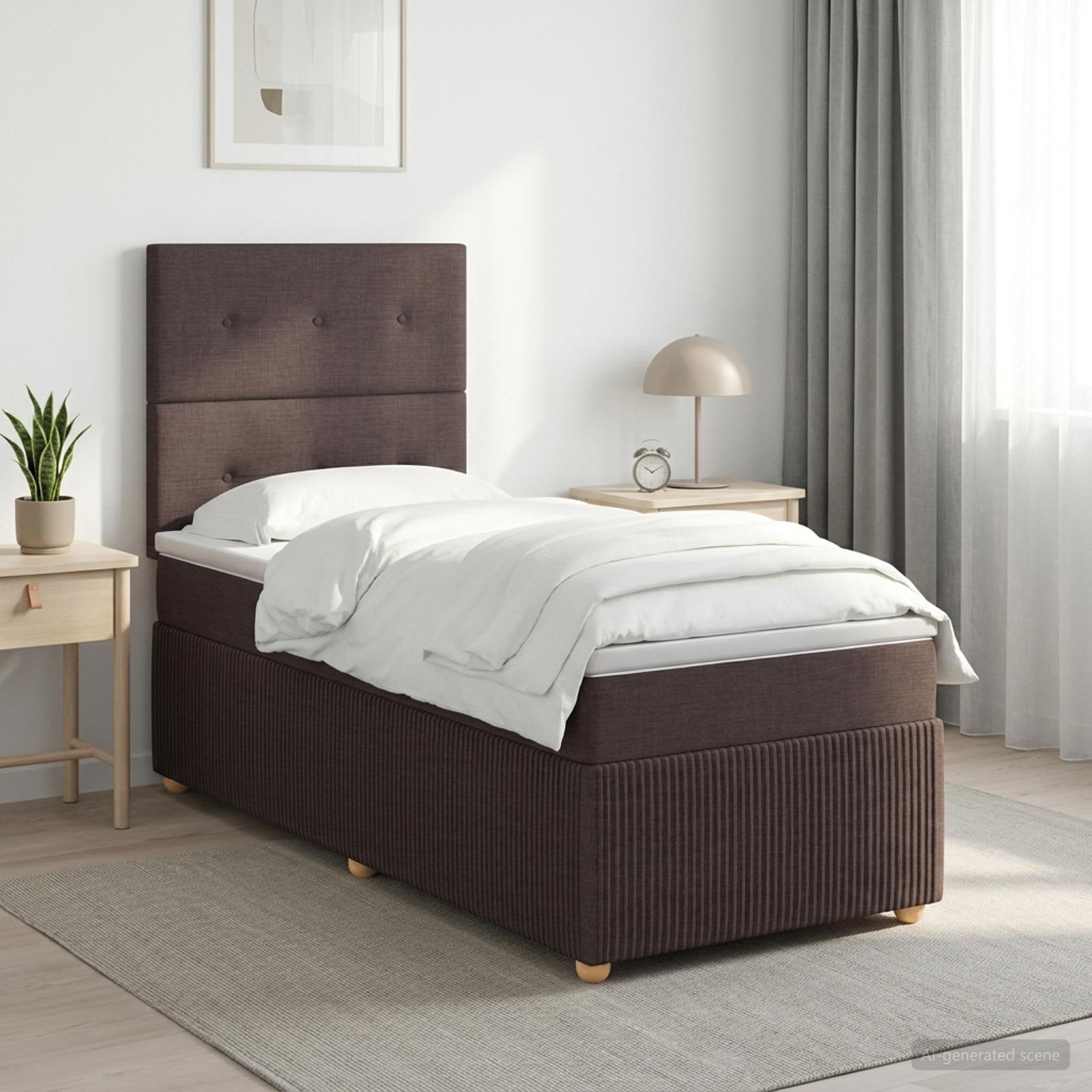 Boxspring krevet s madracem Tamno smeđa 90 x 200 cm Tkanina