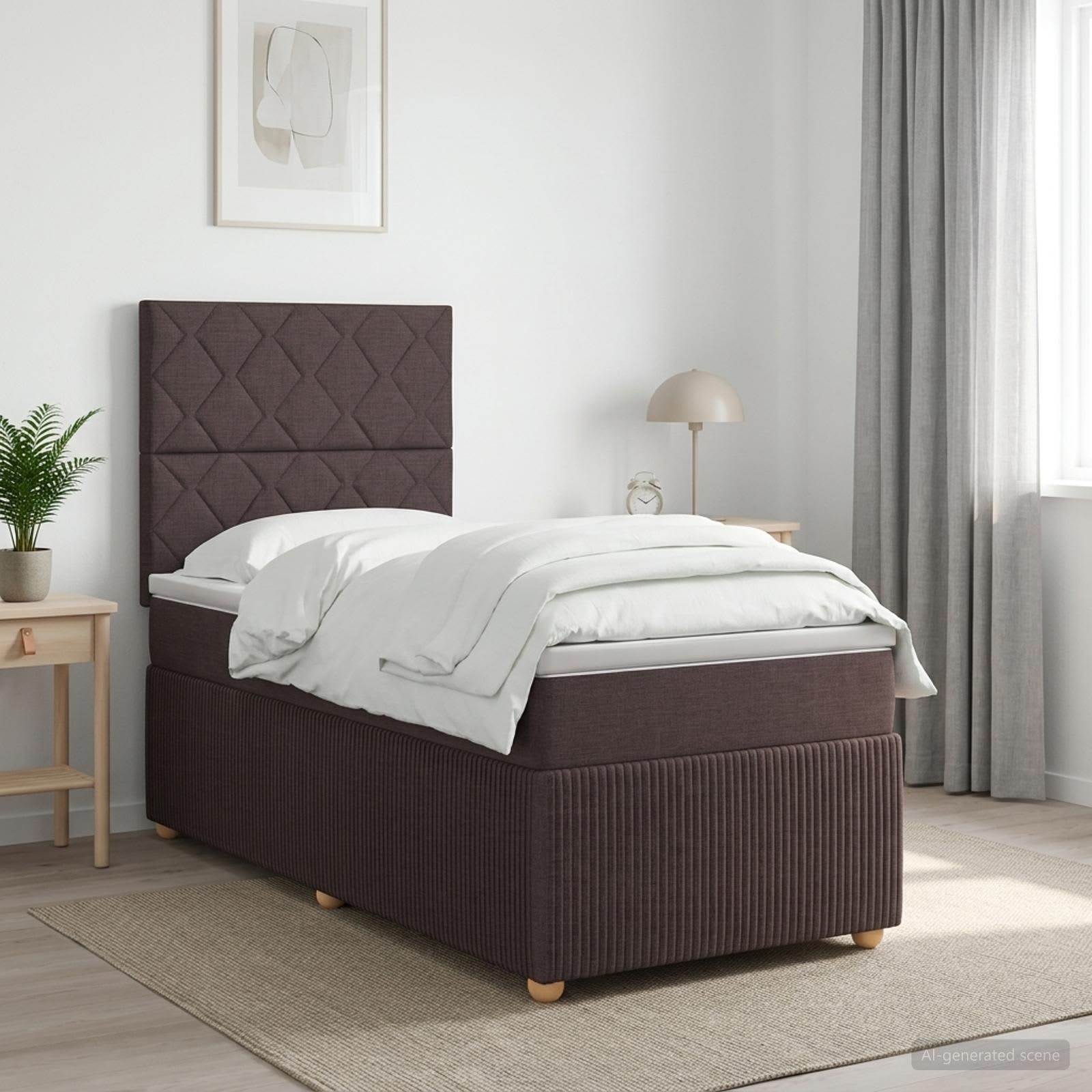 Boxspring krevet s madracem Tamno smeđa 90 x 200 cm Tkanina