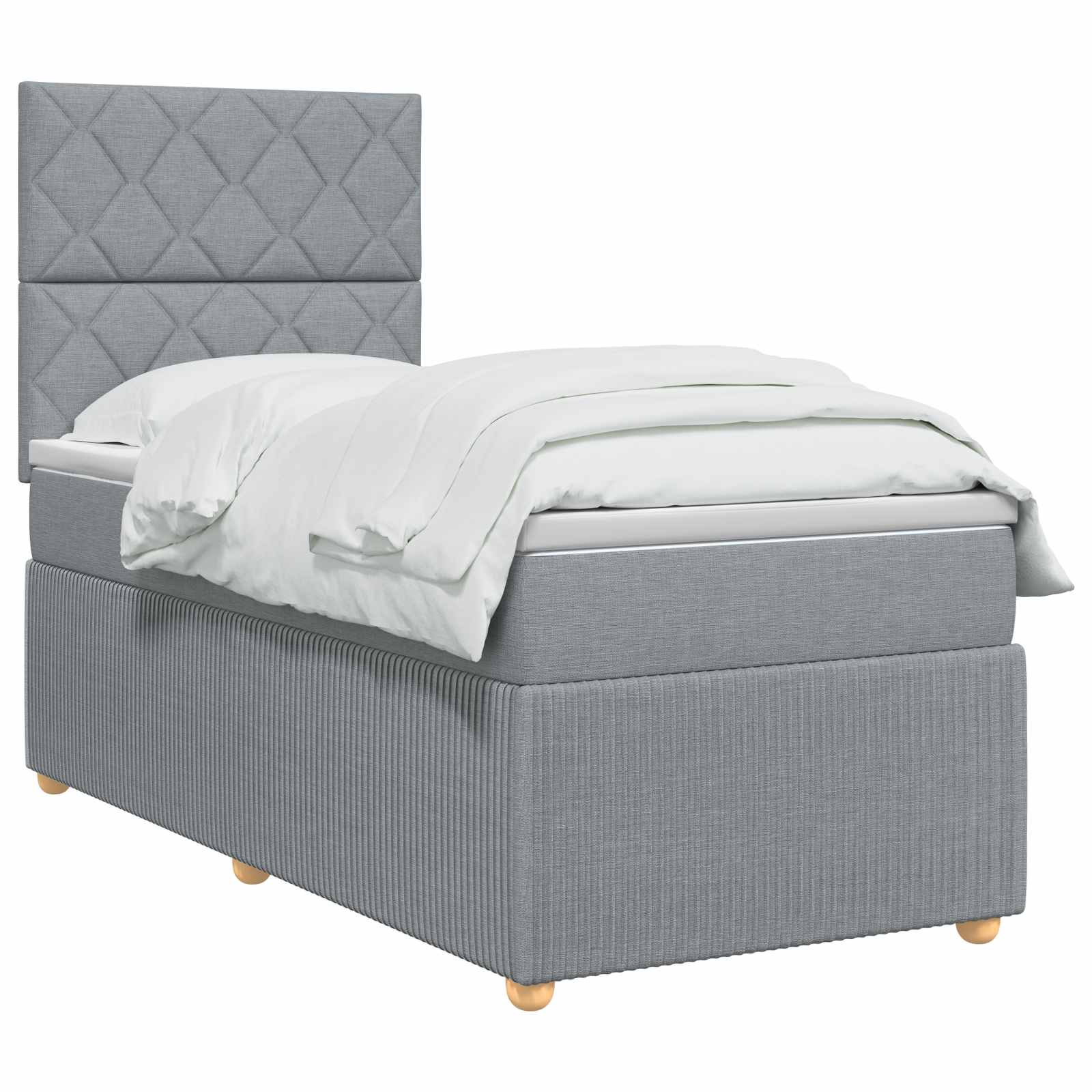 Boxspring krevet s madracem Svjetlosiva 90 x 190 cm Tkanina