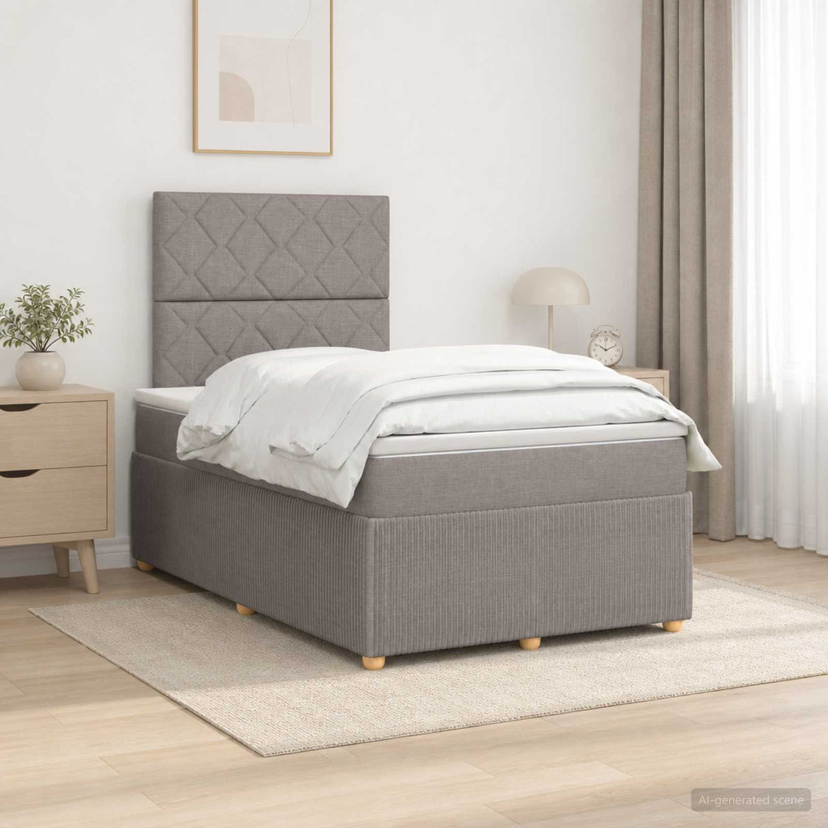 Boxspring krevet s madracem Sivosmeđa 120 x 190 cm Tkanina