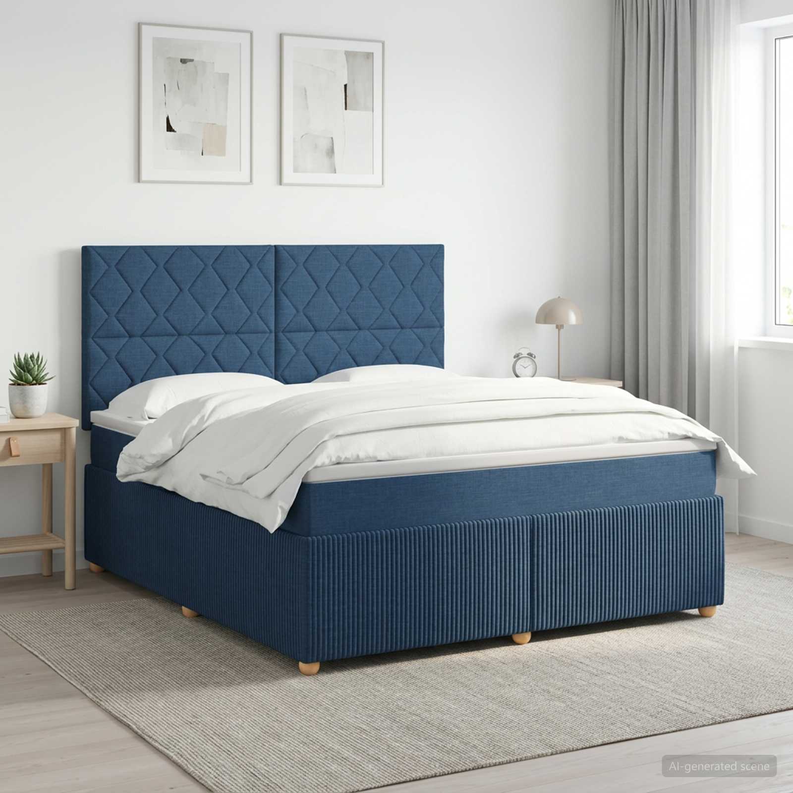 Boxspring krevet s madracem Plava 140 x 190 cm Tkanina