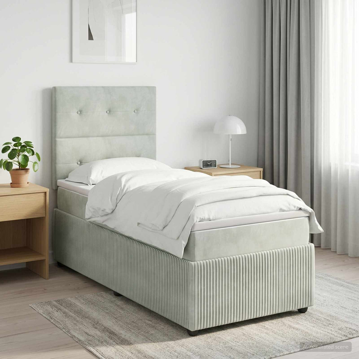 Boxspring krevet s madracem Svjetlosiva Jjedan Baršun