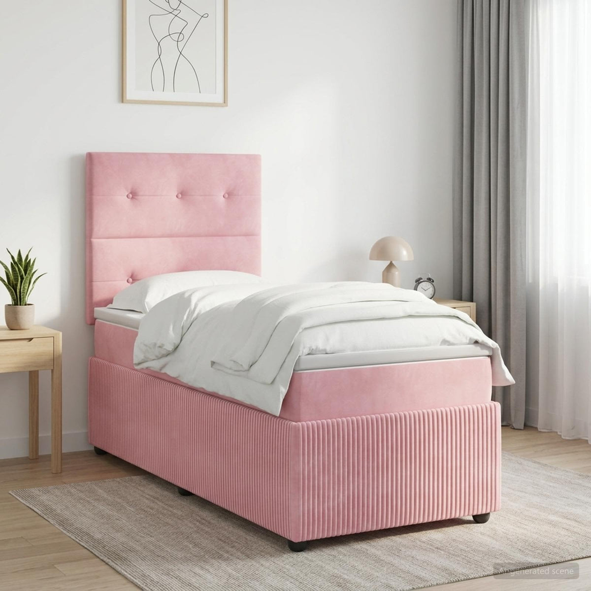 Boxspring krevet s madracem Ružičasta 100 x 200 cm Baršun