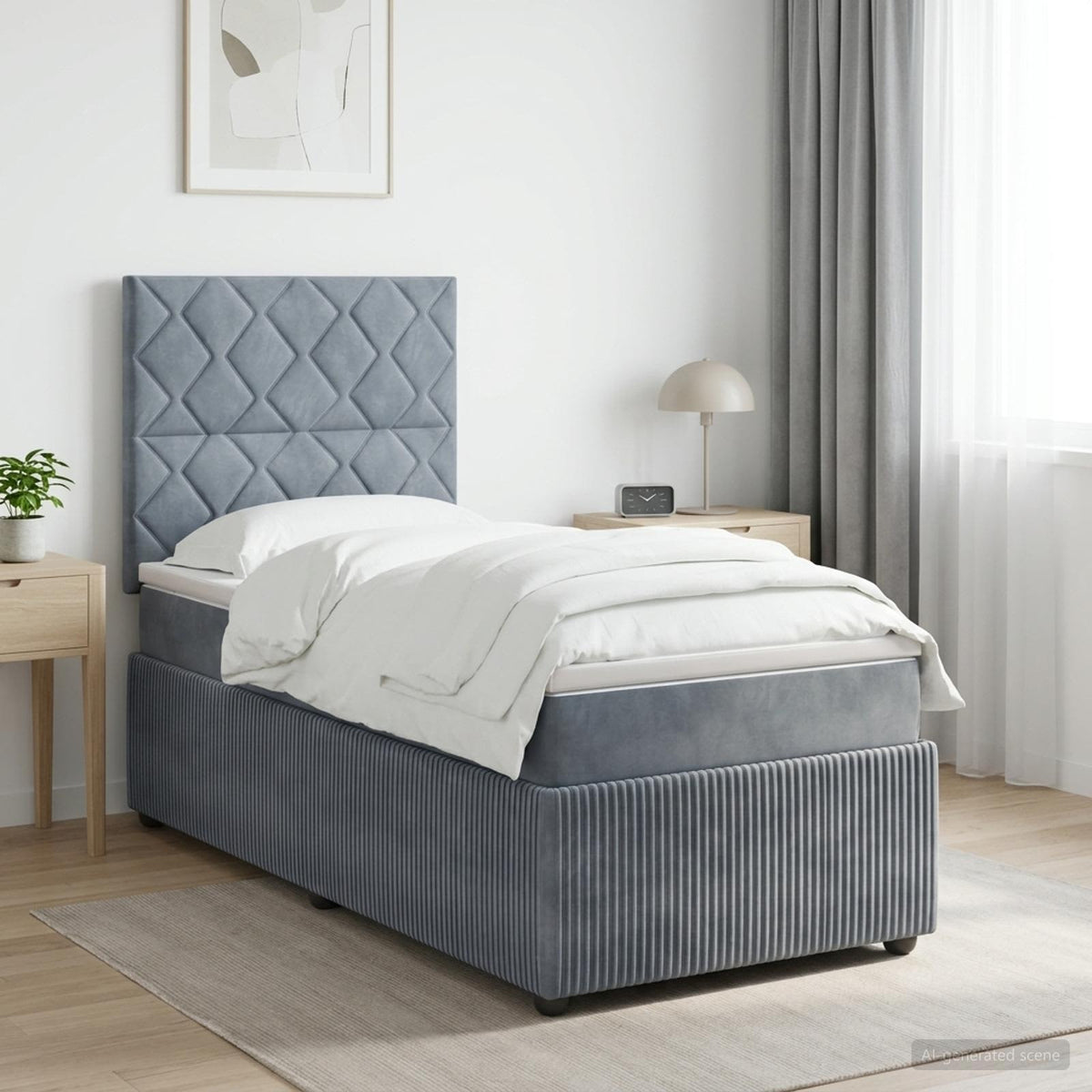 Boxspring krevet s madracem Tamnosiva 90 x 190 cm Baršun