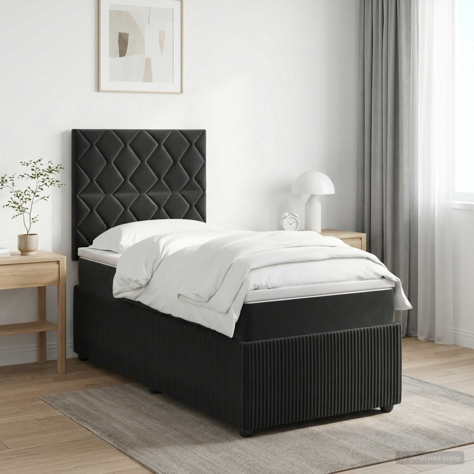 Boxspring krevet s madracem Crna 90 x 200 cm Baršun