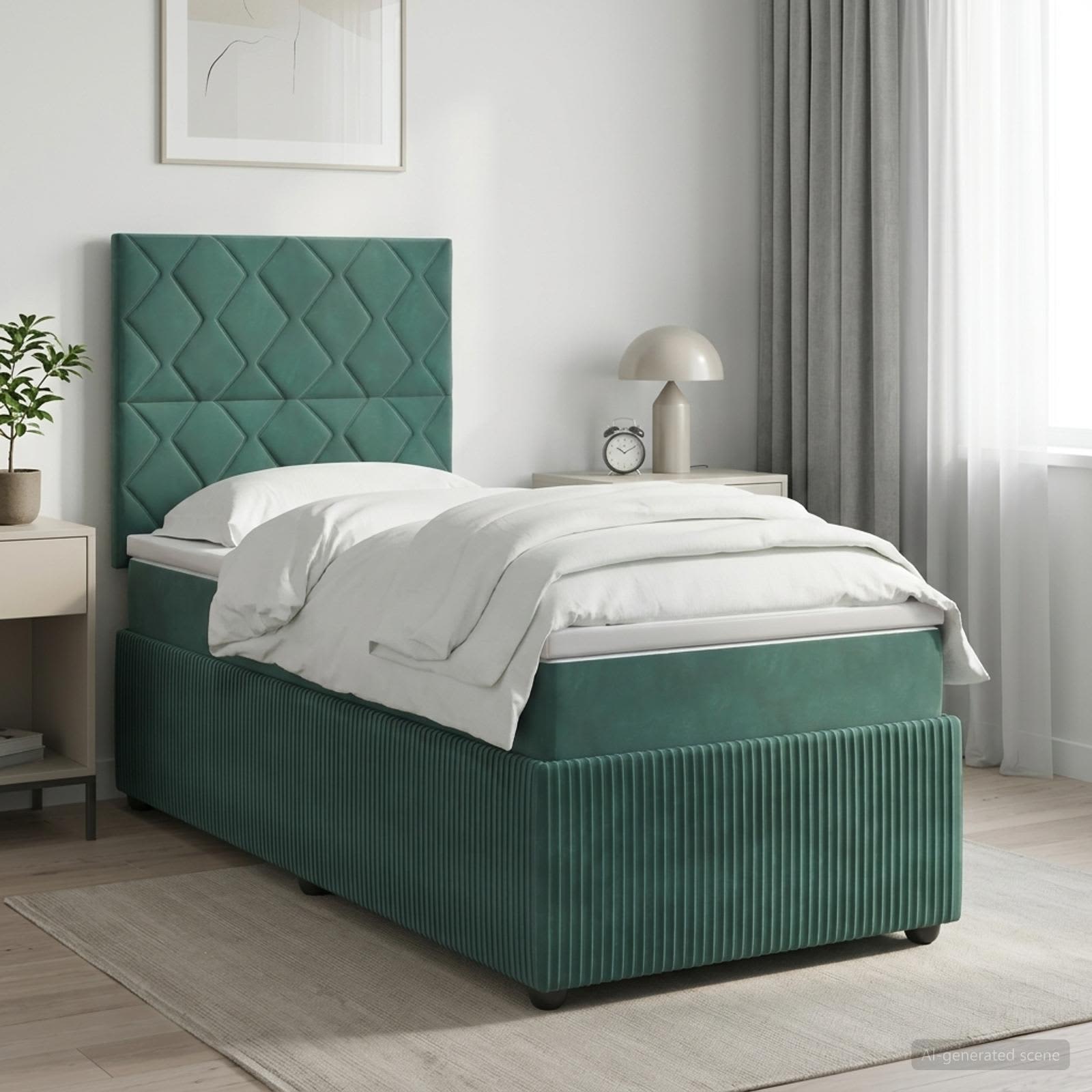 Boxspring krevet s madracem Tamnozelena 80 x 200 cm Baršun