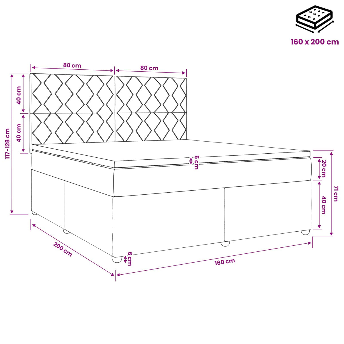 Boxspring krevet s madracem Tamnozelena 160 x 200 cm Baršun