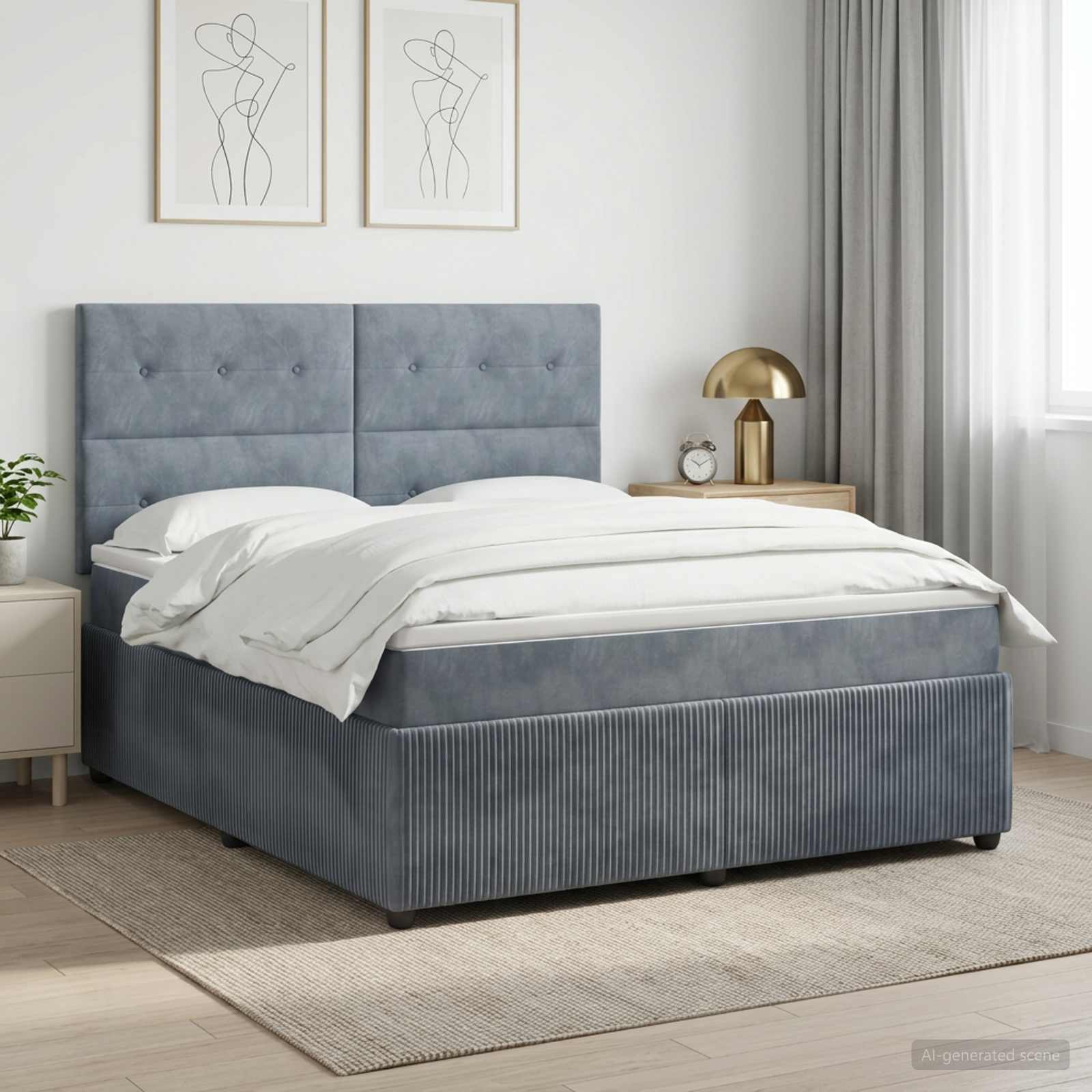 Boxspring krevet s madracem Tamnosiva 180 x 200 cm Baršun