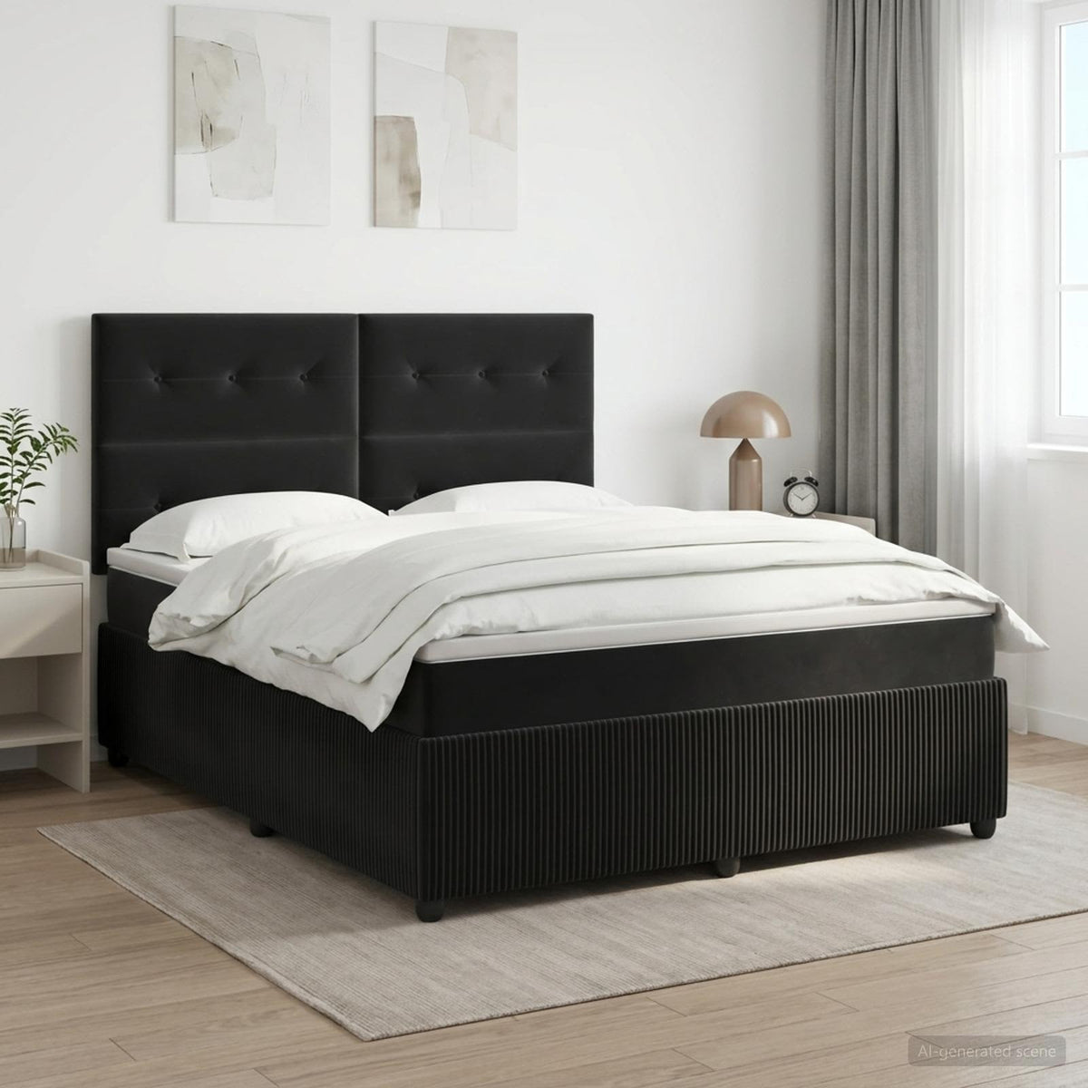 Boxspring krevet s madracem Crna 180 x 200 cm Baršun