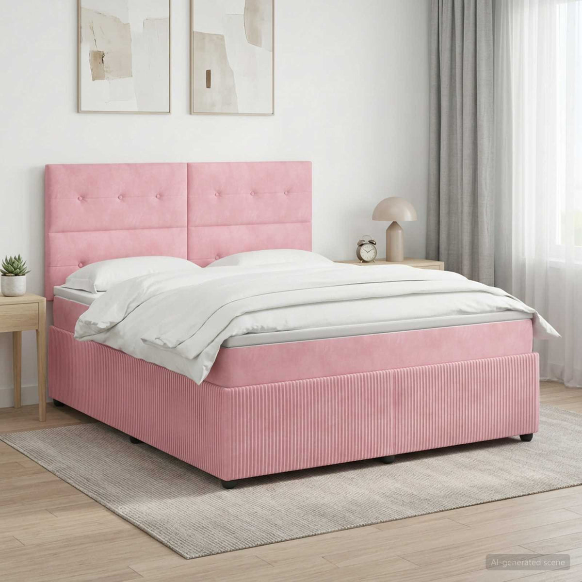 Boxspring krevet s madracem Ružičasta 140 x 190 cm Baršun