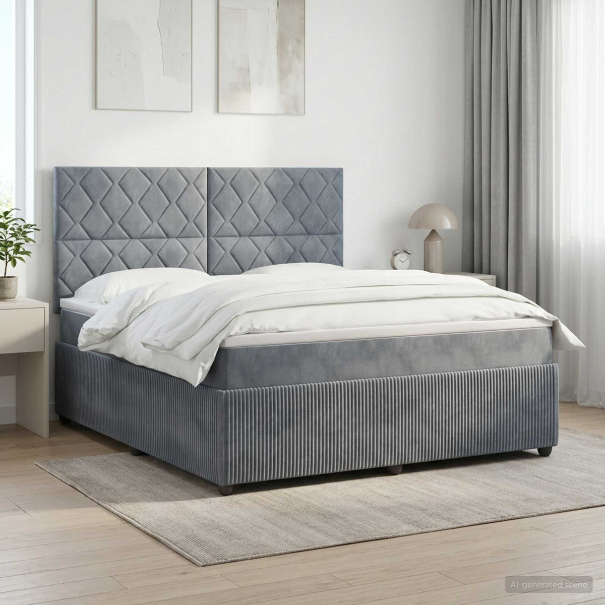 Boxspring krevet s madracem Tamnosiva 140 x 190 cm Baršun