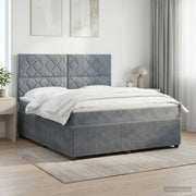 Boxspring krevet s madracem Tamnosiva 140 x 190 cm Baršun