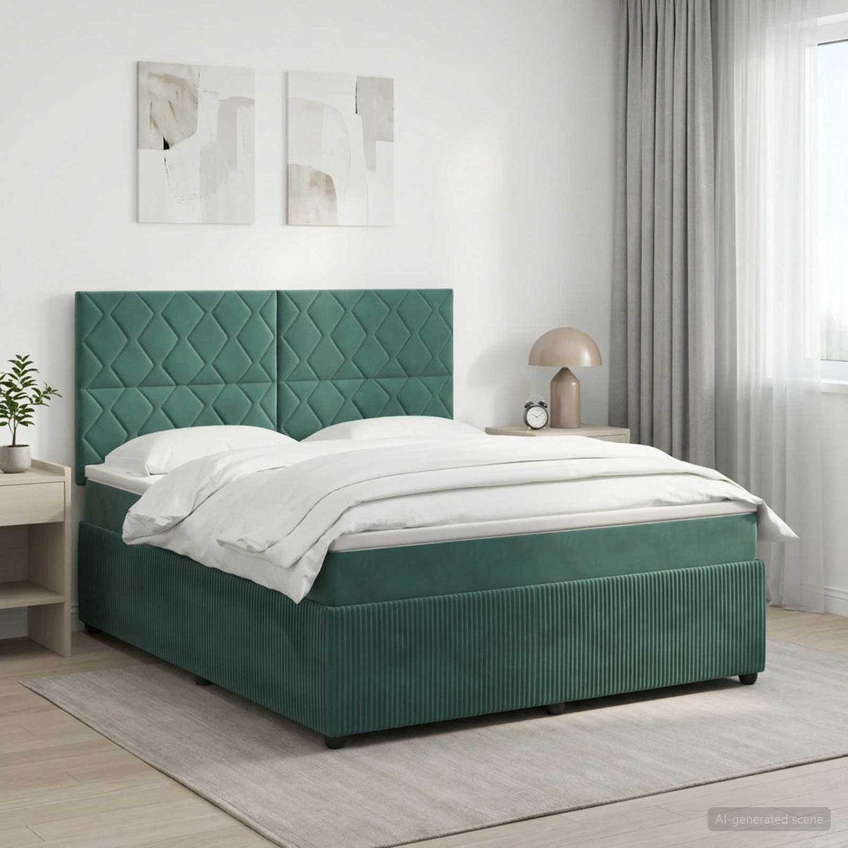 Boxspring krevet s madracem Tamnozelena 160 x 200 cm Baršun