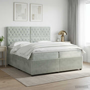 Boxspring krevet s madracem Svjetlosiva 200 x 200 cm Baršun