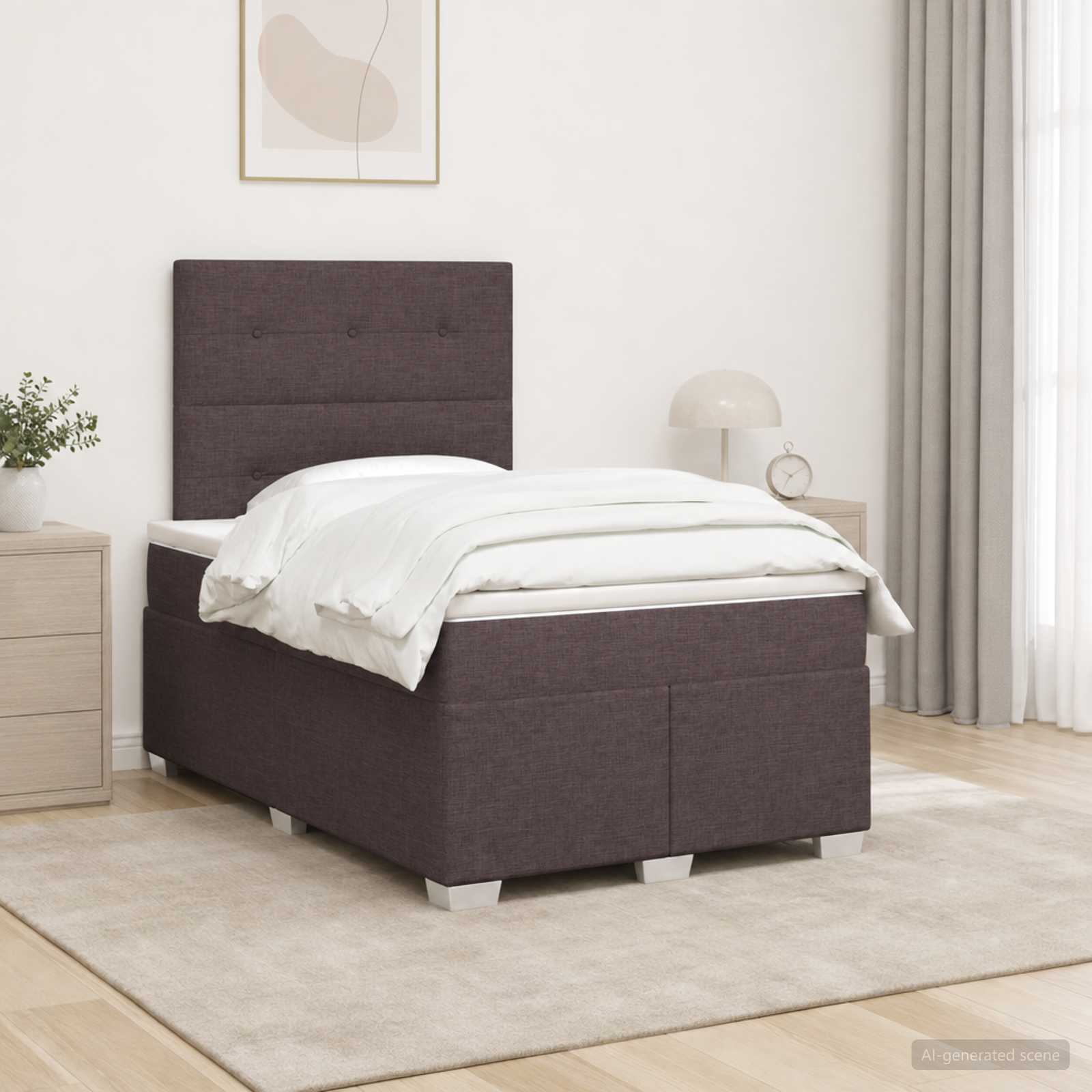 Boxspring krevet s madracem Tamno smeđa 120 x 190 cm Tkanina
