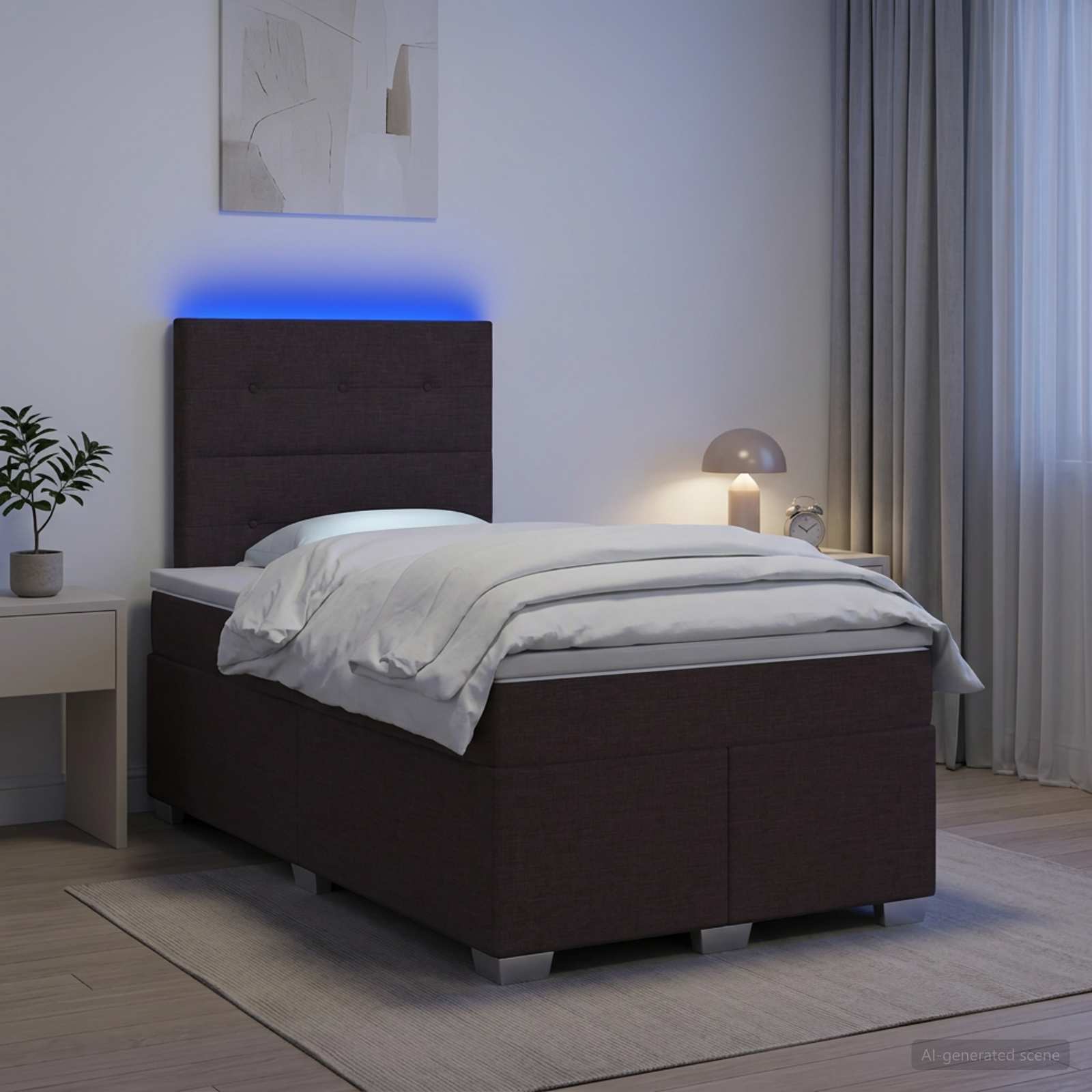 Boxspring krevet s madracem Tamno smeđa 120 x 190 cm Tkanina