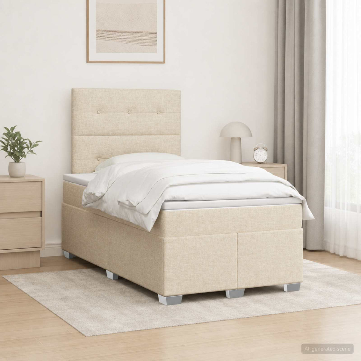 Boxspring krevet s madracem Krem 120 x 200 cm Tkanina 120 x 200 x 140.5 cm
