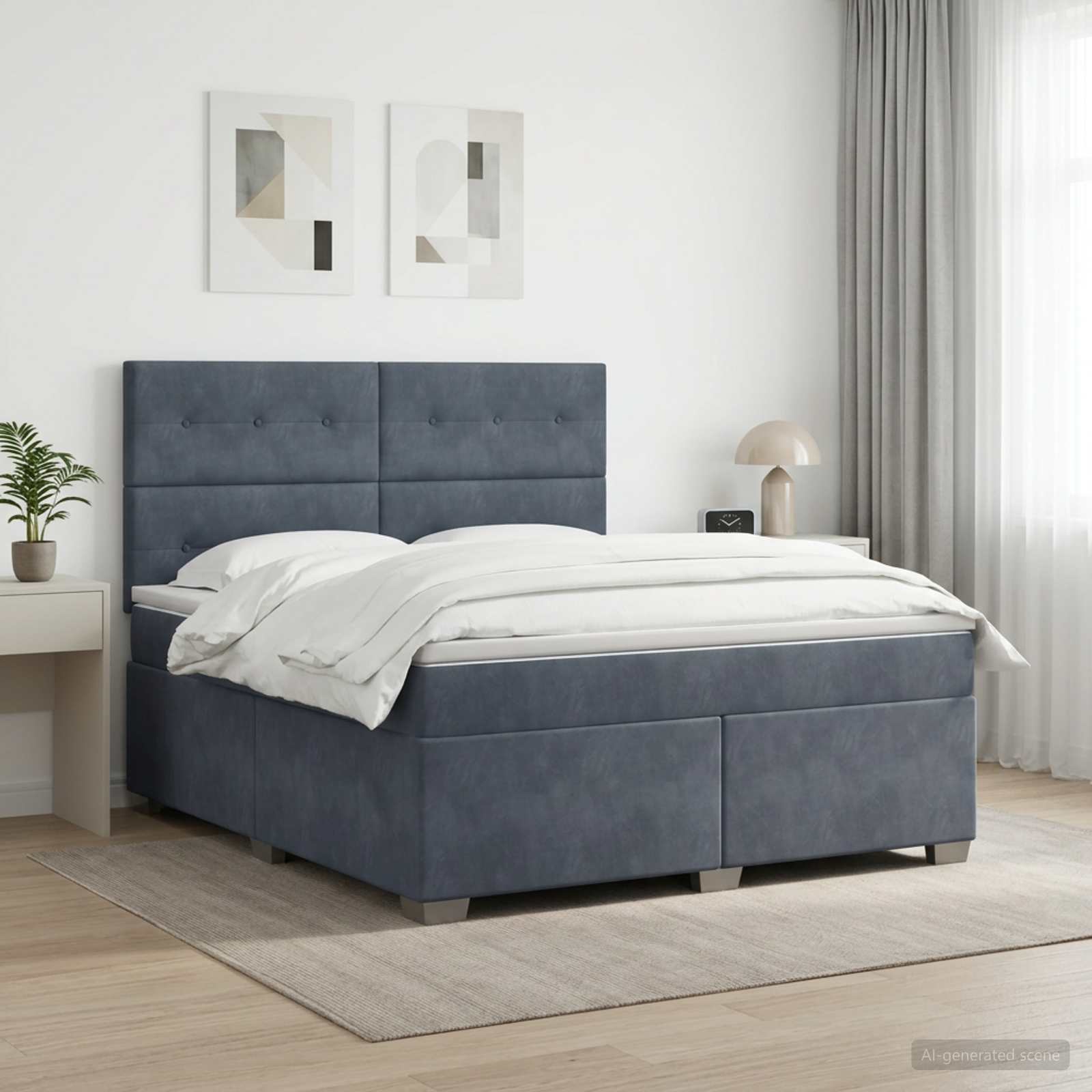 Boxspring krevet s madracem Tamnosiva 180 x 200 cm Baršun