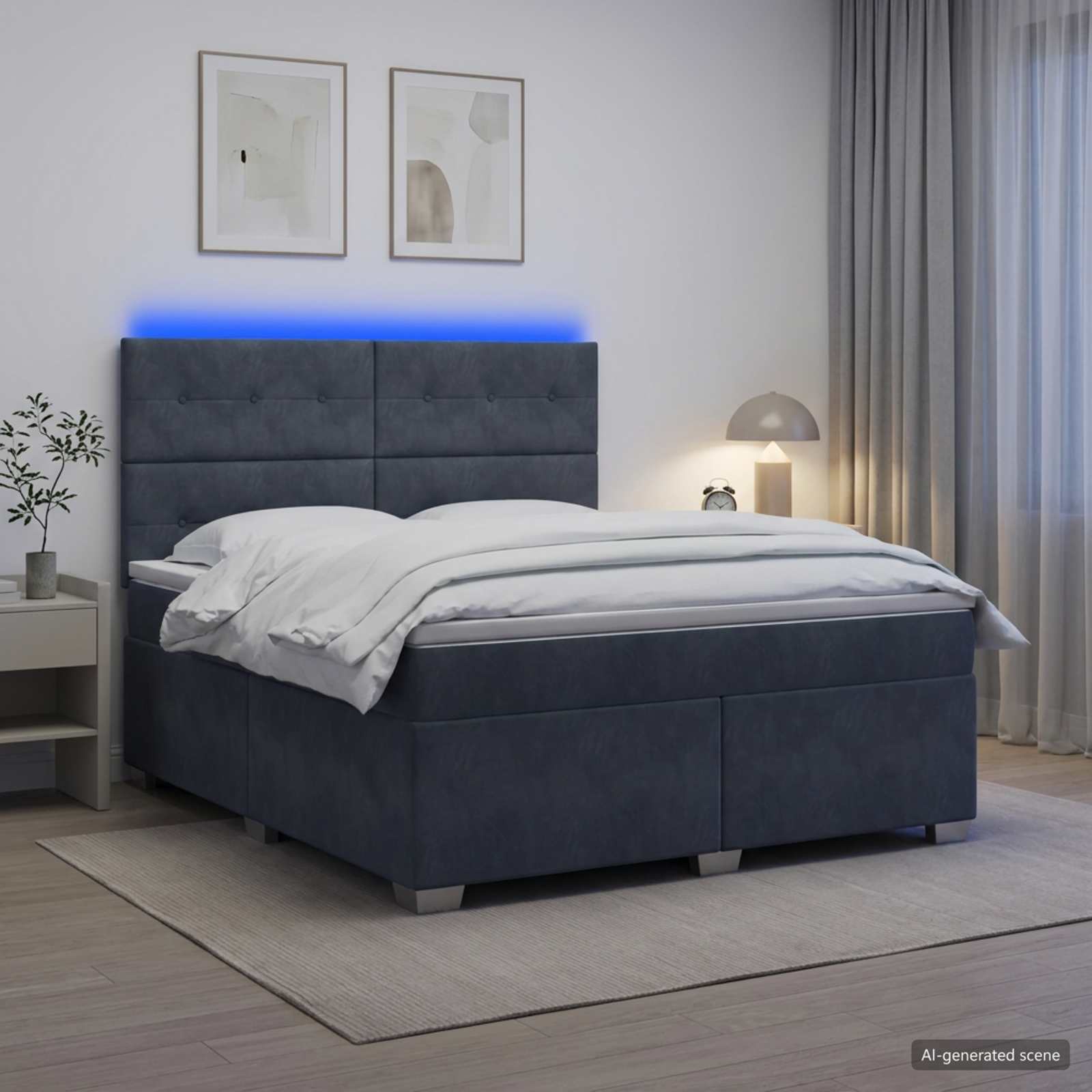 Boxspring krevet s madracem Tamnosiva 180 x 200 cm Baršun