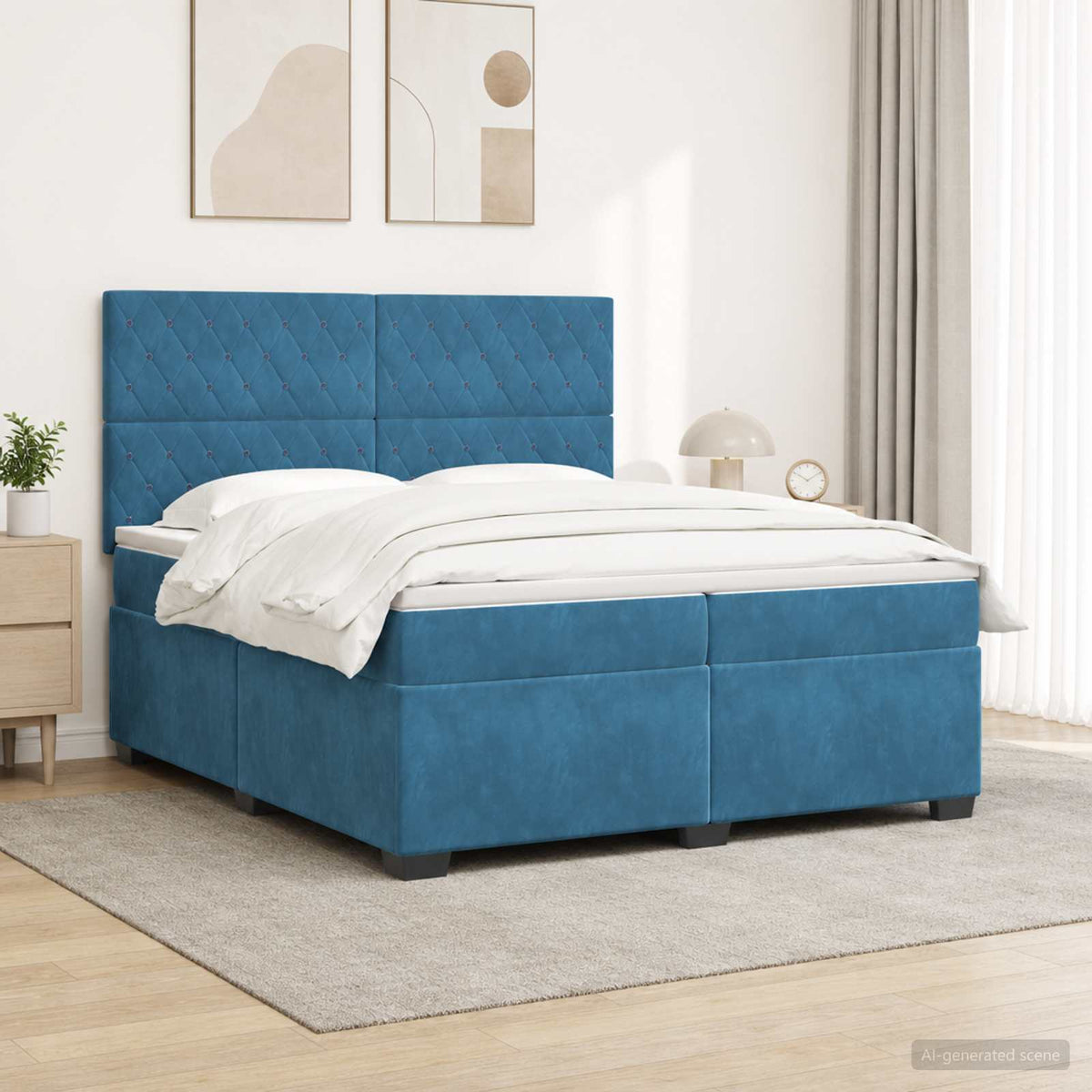 Boxspring krevet s madracem Plava 200 x 200 cm Baršun