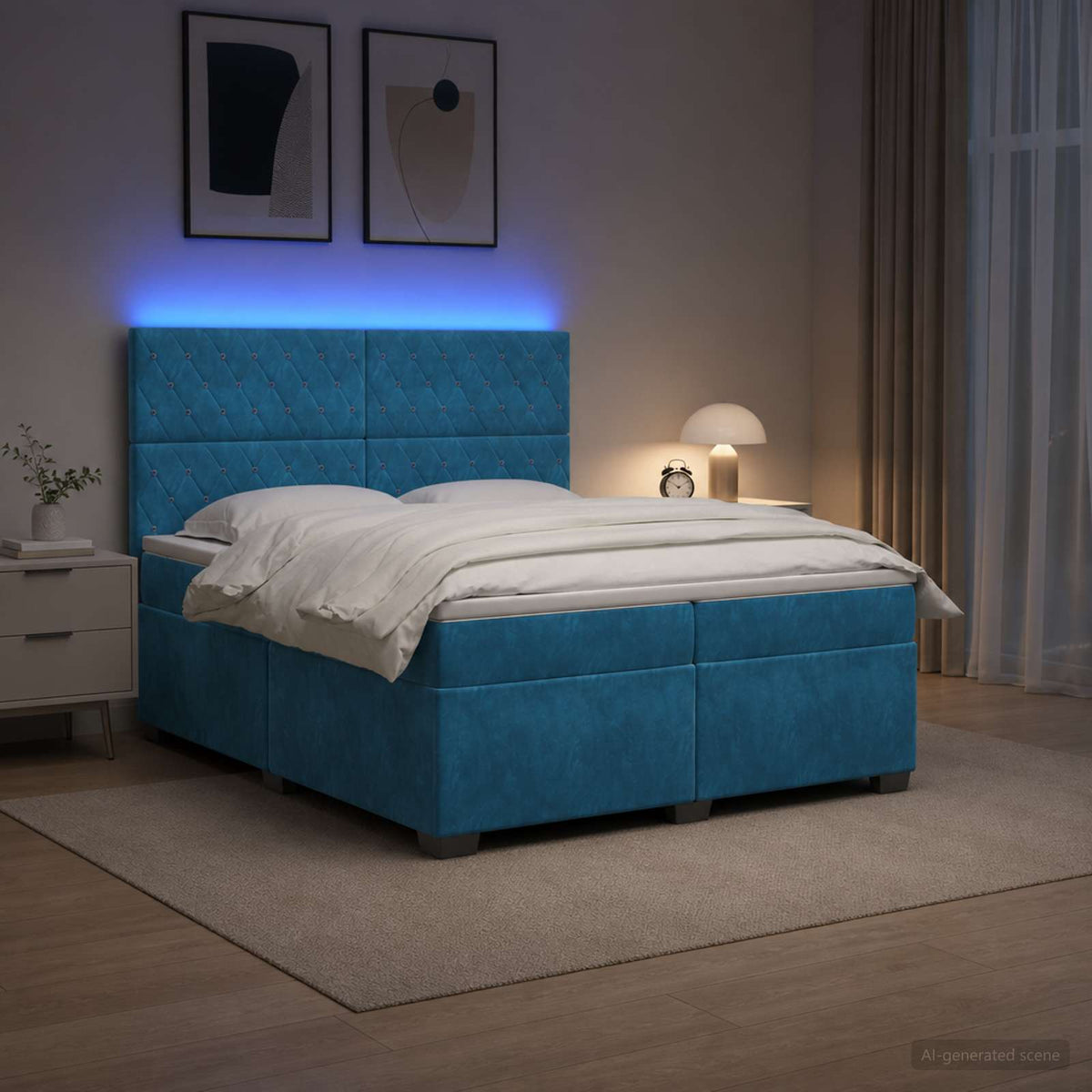 Boxspring krevet s madracem Plava 200 x 200 cm Baršun