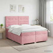 Boxspring krevet s madracem Ružičasta 200 x 200 cm Baršun