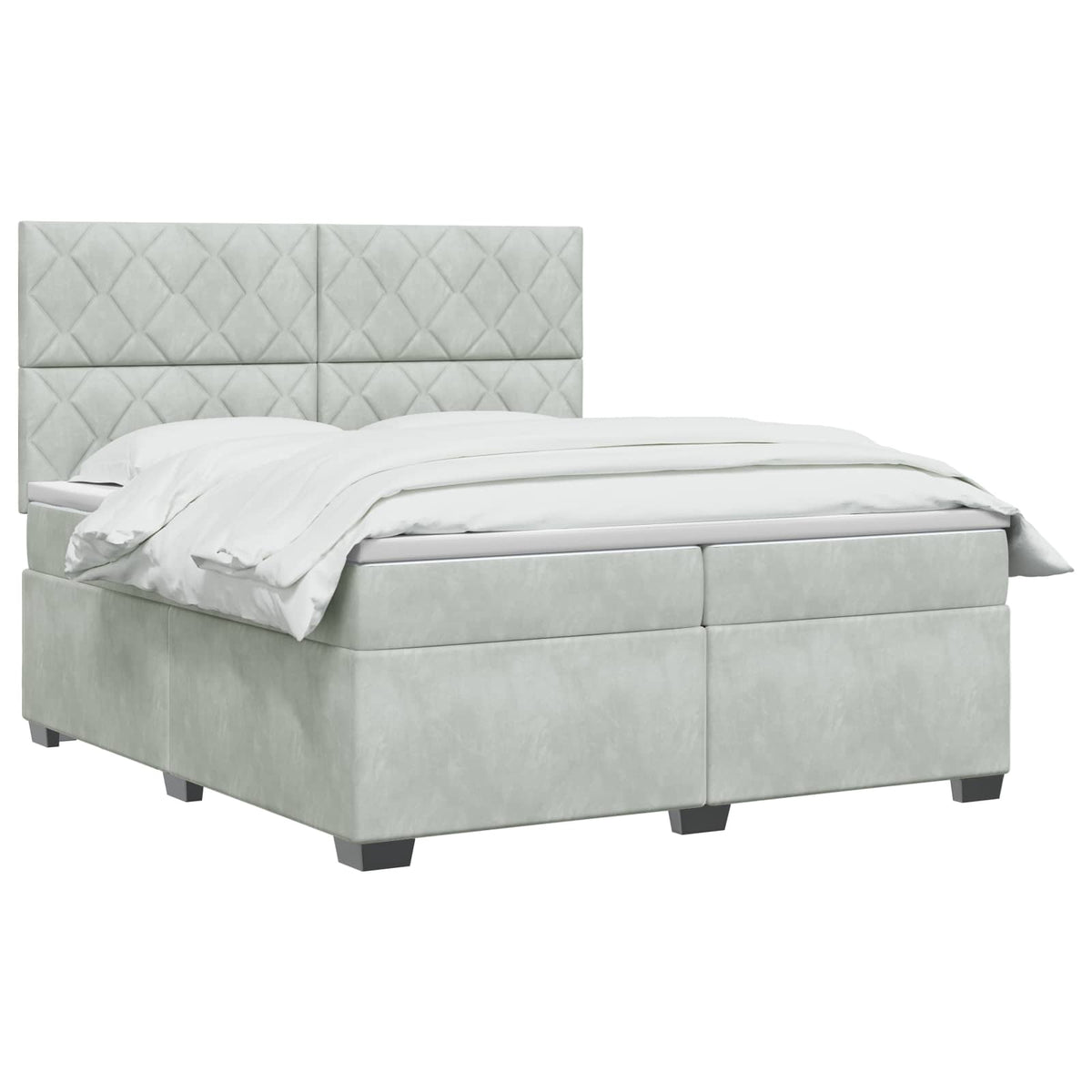 Boxspring krevet s madracem Svjetlosiva 200 x 200 cm Baršun
