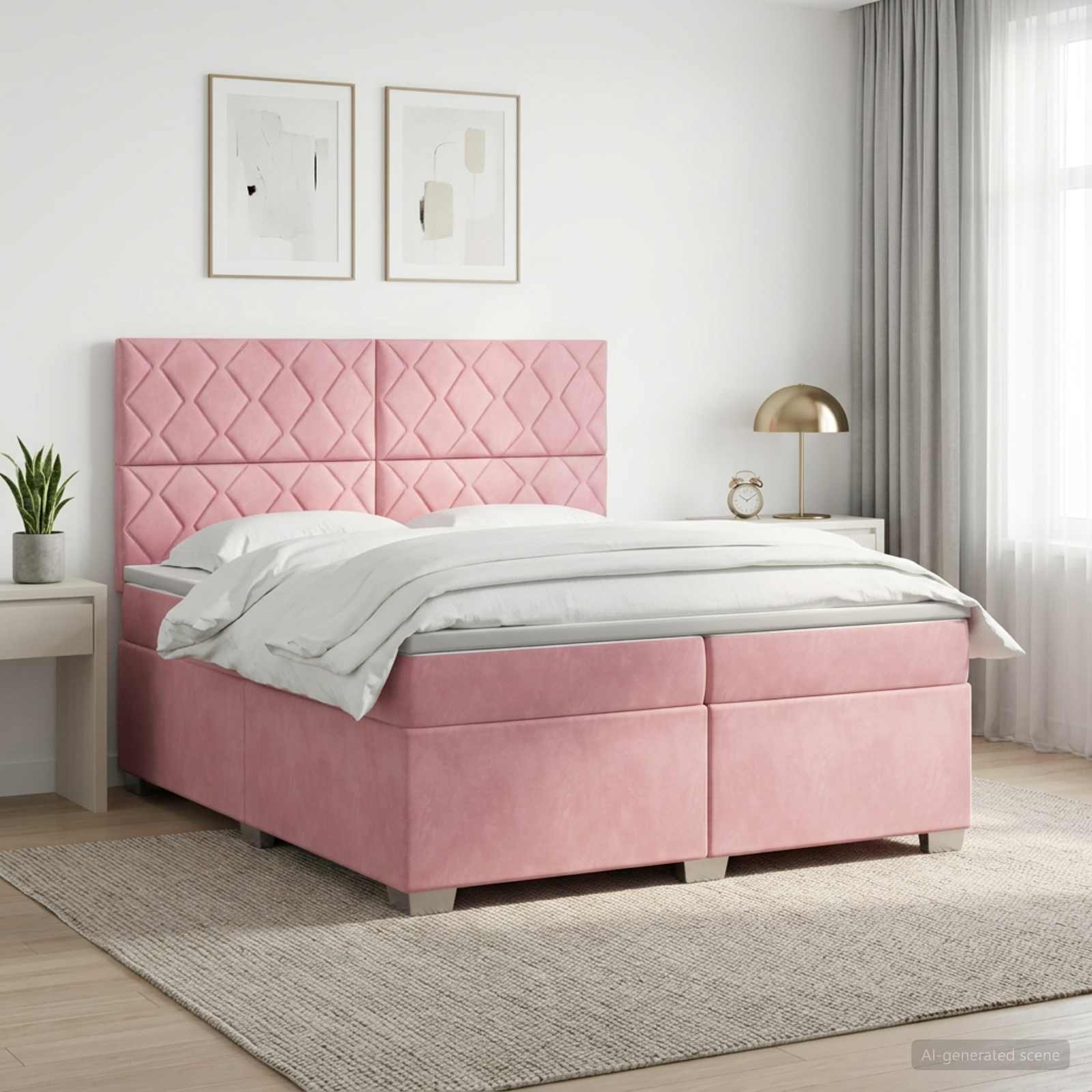 Boxspring krevet s madracem Ružičasta 200 x 200 cm Baršun