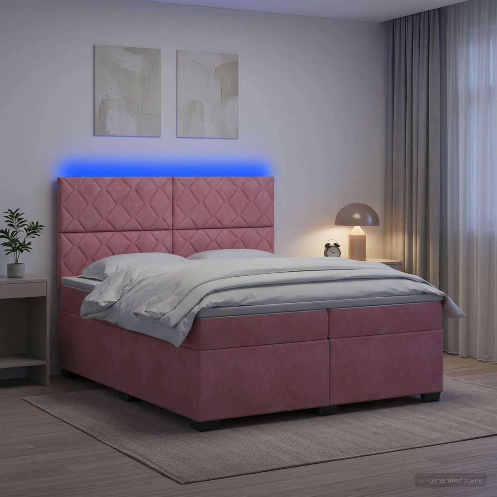 Boxspring krevet s madracem Ružičasta 200 x 200 cm Baršun