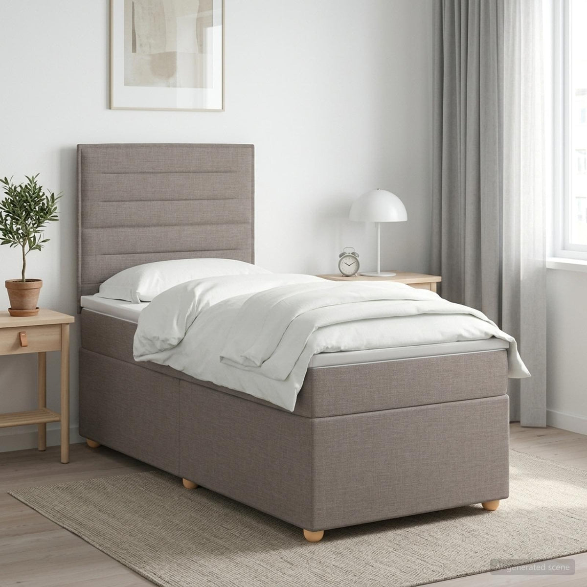 Boxspring krevet s madracem Sivosmeđa 90 x 190 cm Tkanina