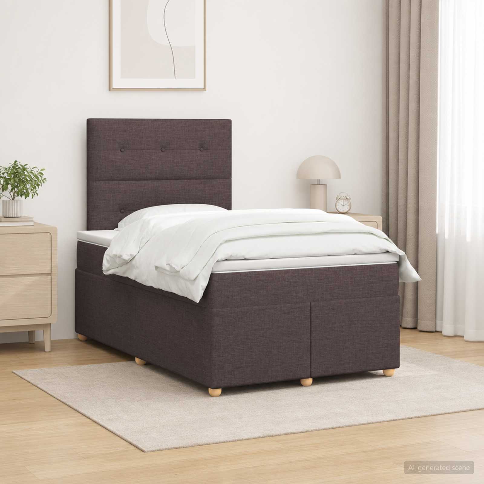 Boxspring krevet s madracem Tamno smeđa 120 x 190 cm Tkanina